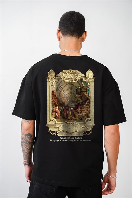 Image of Tricou unisex cu imprimeu otoman Bazaar, croială oversize