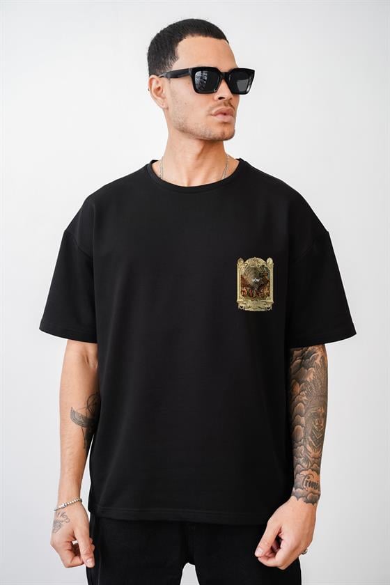 Image of Tricou unisex cu imprimeu otoman Bazaar, croială oversize