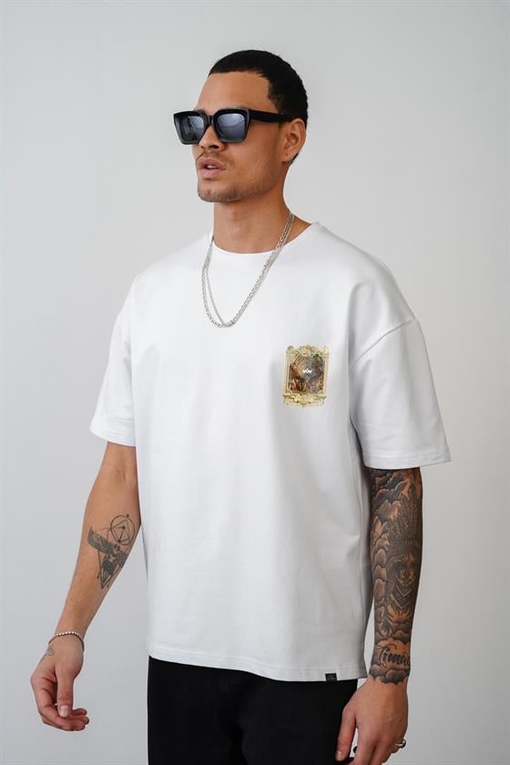 Image of Tricou unisex cu imprimeu otoman Bazaar, croială oversize