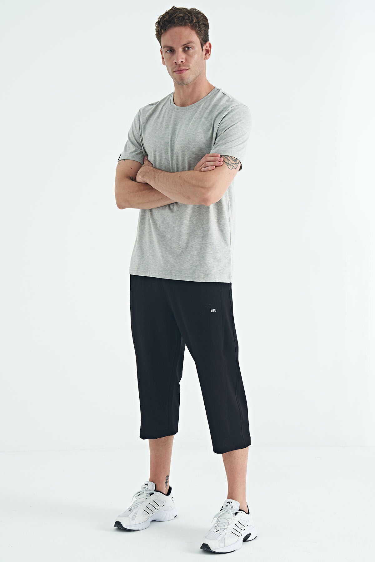 Image of Gri Melanj Erkek Basic Kısa Kol Standart Kalıp O Yaka T-shirt - 87911