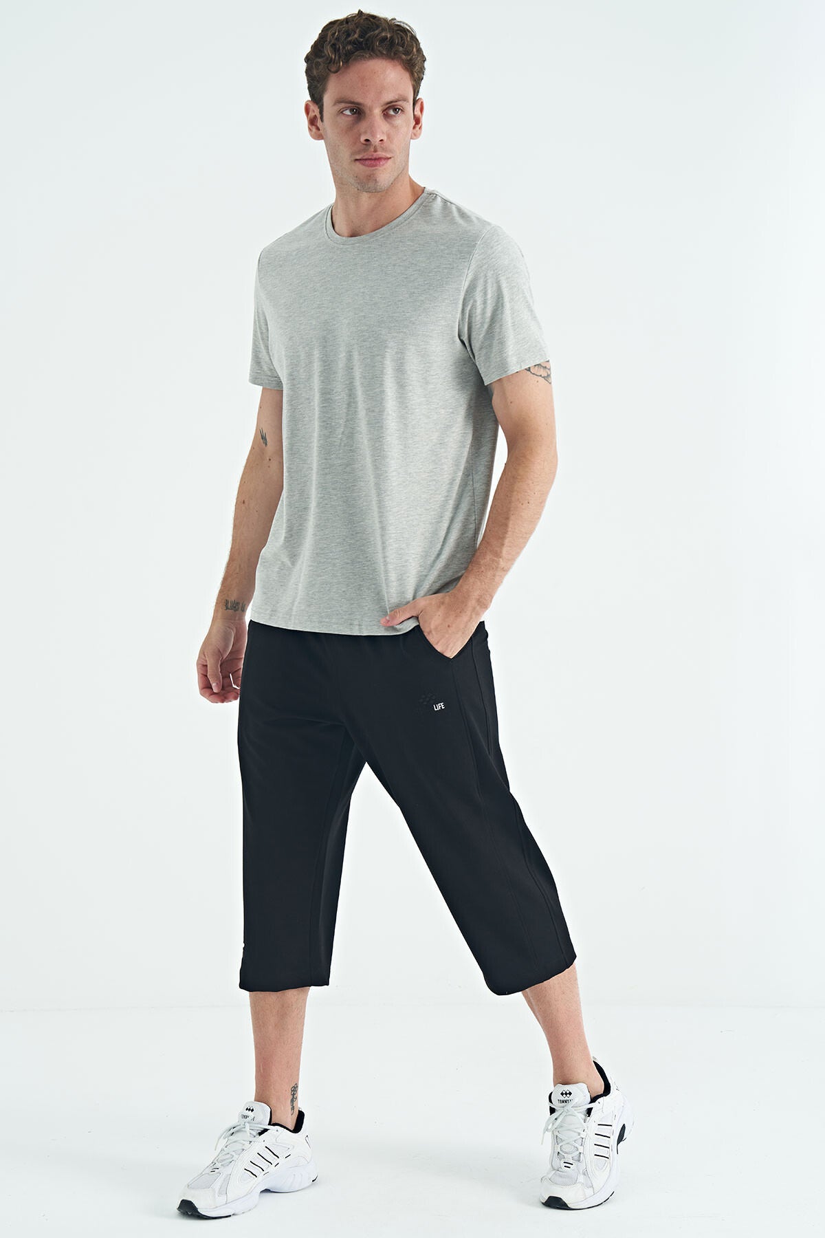 Image of Gri Melanj Erkek Basic Kısa Kol Standart Kalıp O Yaka T-shirt - 87911