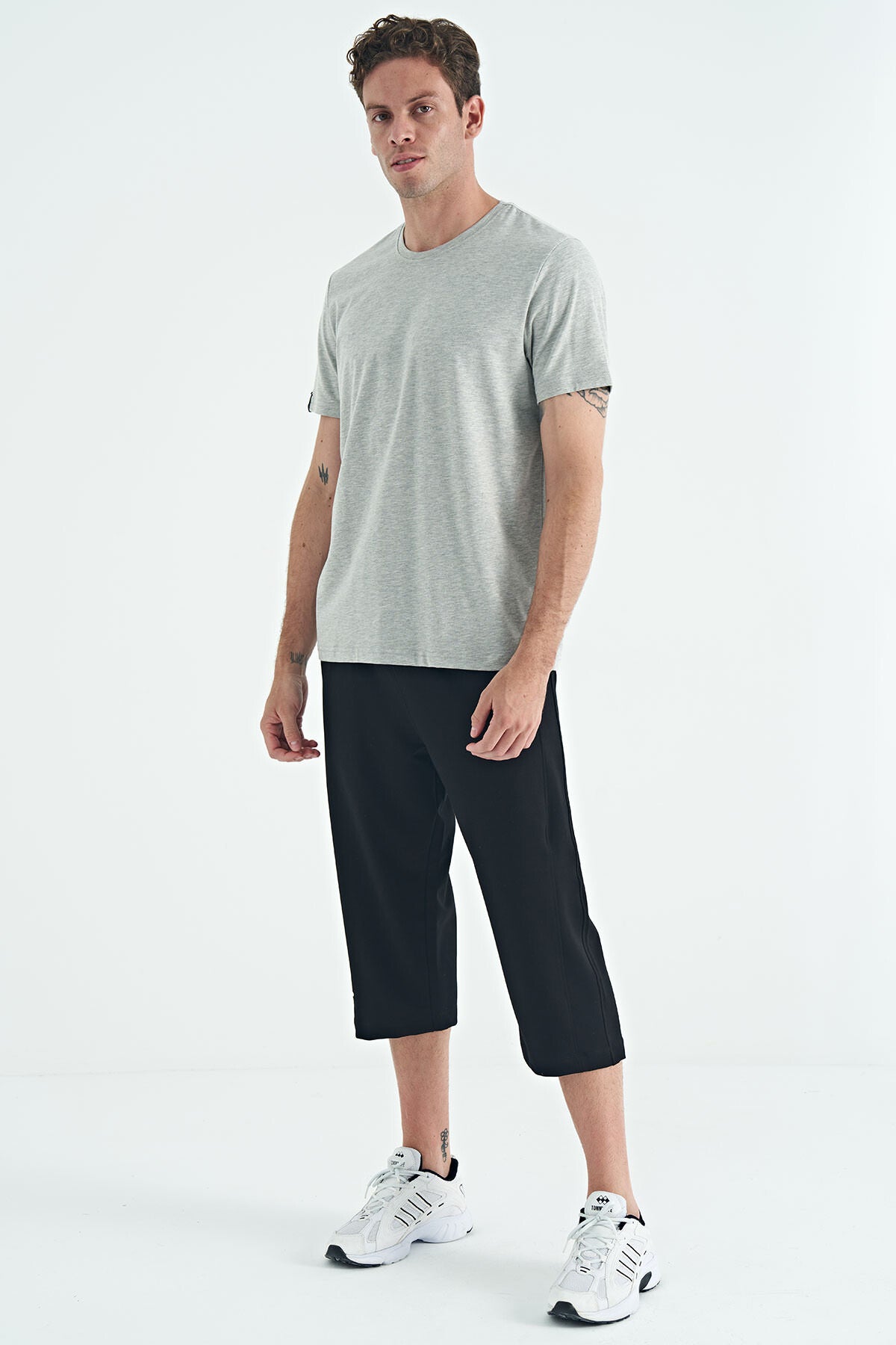 Image of Gri Melanj Erkek Basic Kısa Kol Standart Kalıp O Yaka T-shirt - 87911