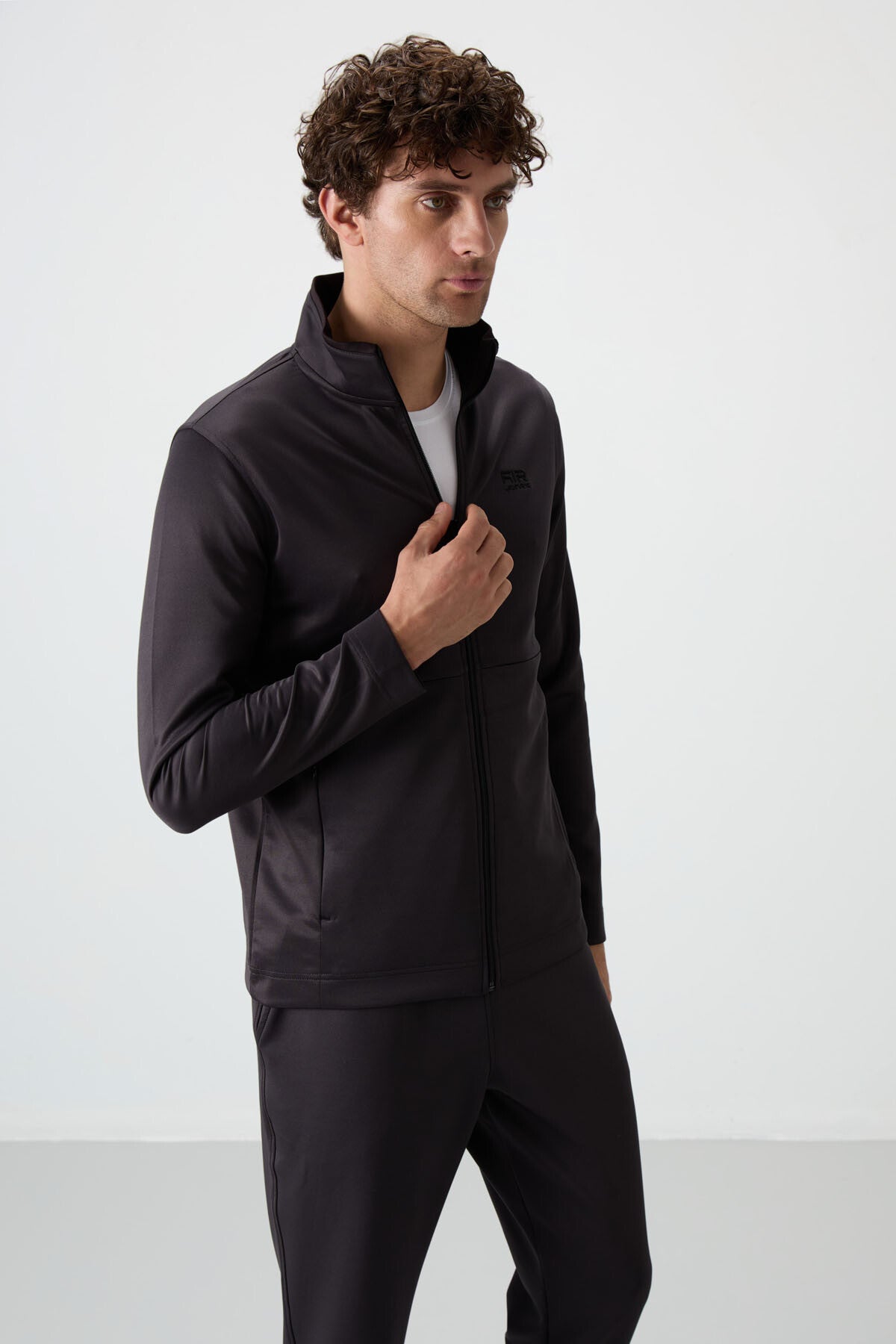 Image of Bran Anthracite Scuba Fabric Men's Tracksuit Set - 85199