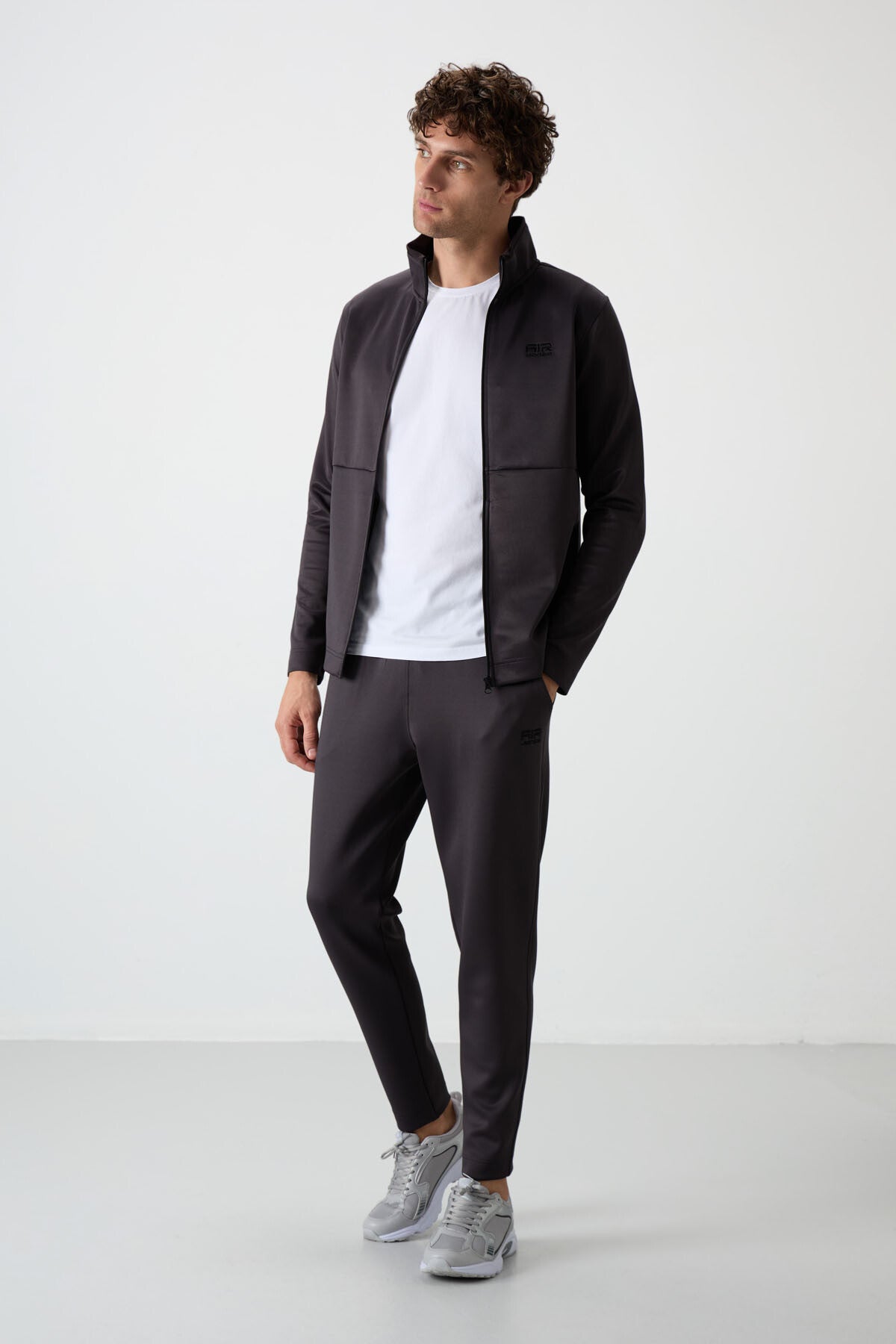 Image of Bran Anthracite Scuba Fabric Men's Tracksuit Set - 85199