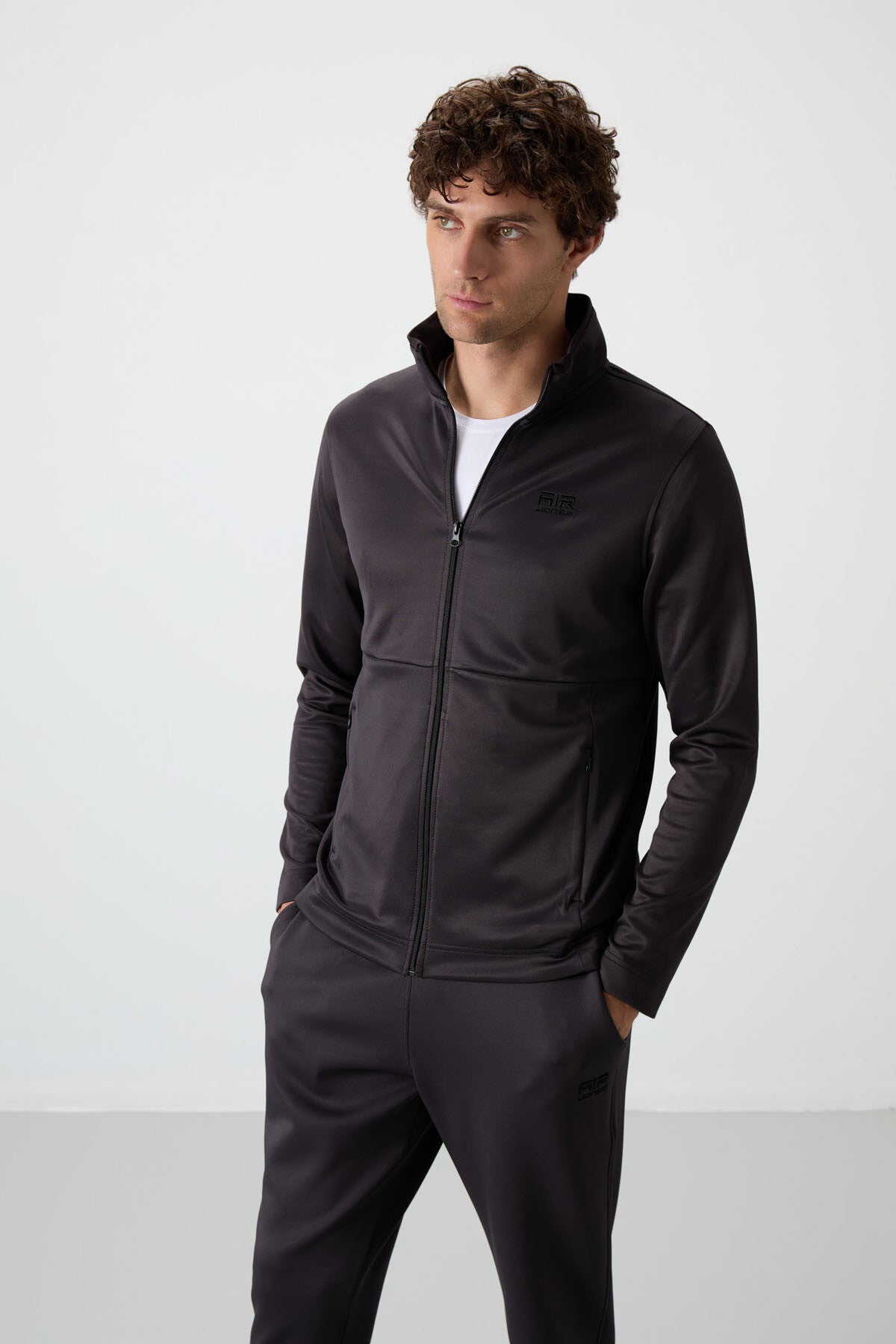 Image of Bran Anthracite Scuba Fabric Men's Tracksuit Set - 85199