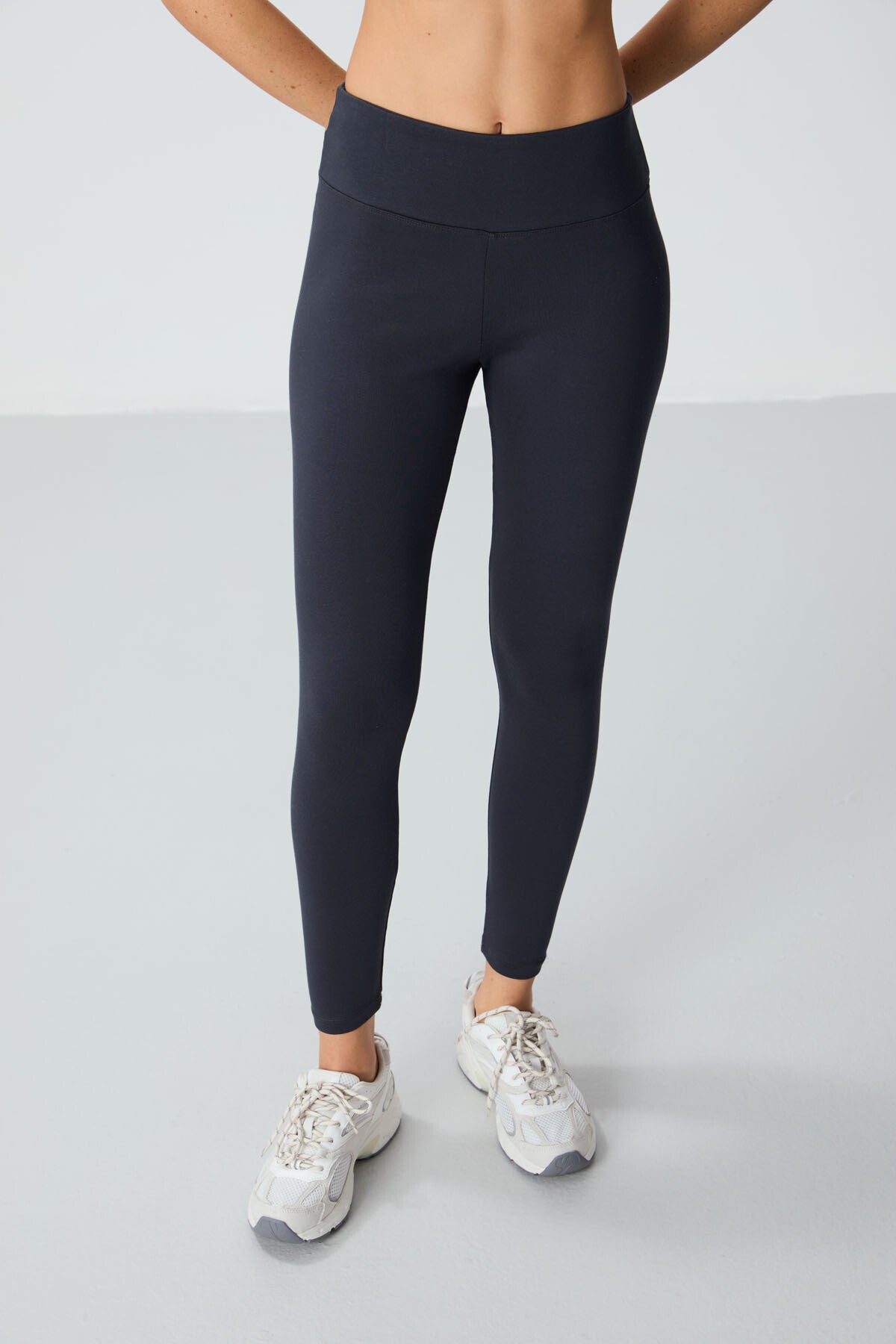 Image of Antrasit Yüksek Bel Termal Slim Fit Dar Paça Kadın Tayt - 94577
