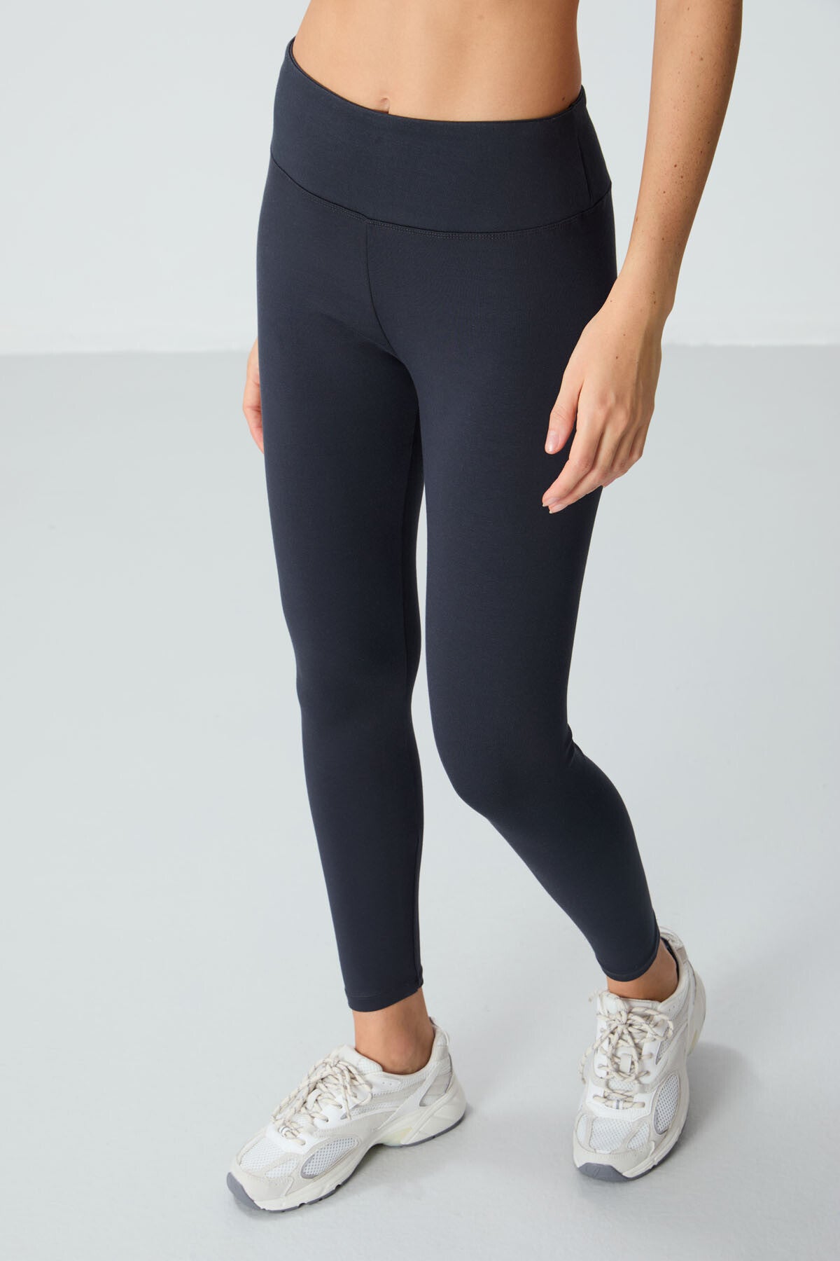 Image of Antrasit Yüksek Bel Termal Slim Fit Dar Paça Kadın Tayt - 94577