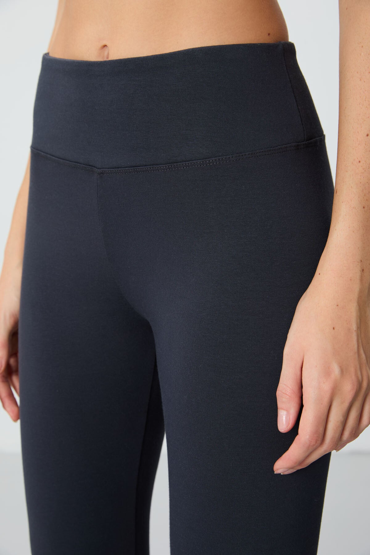 Image of Antrasit Yüksek Bel Termal Slim Fit Dar Paça Kadın Tayt - 94577