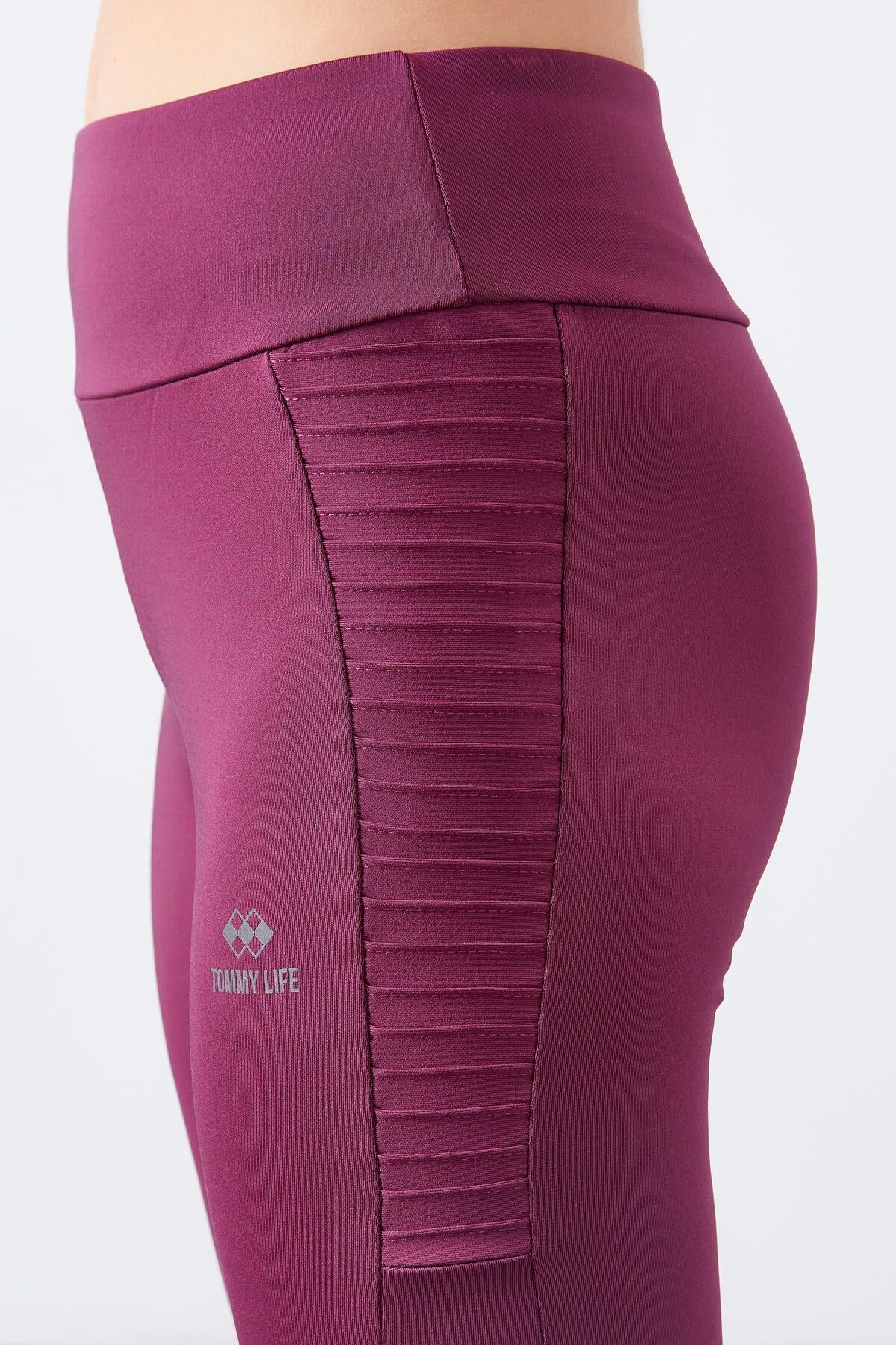 Image of Bordo Yüksek Bel Toparlayıcı Slim Fit Dar Paça Kadın Tayt  - 94568