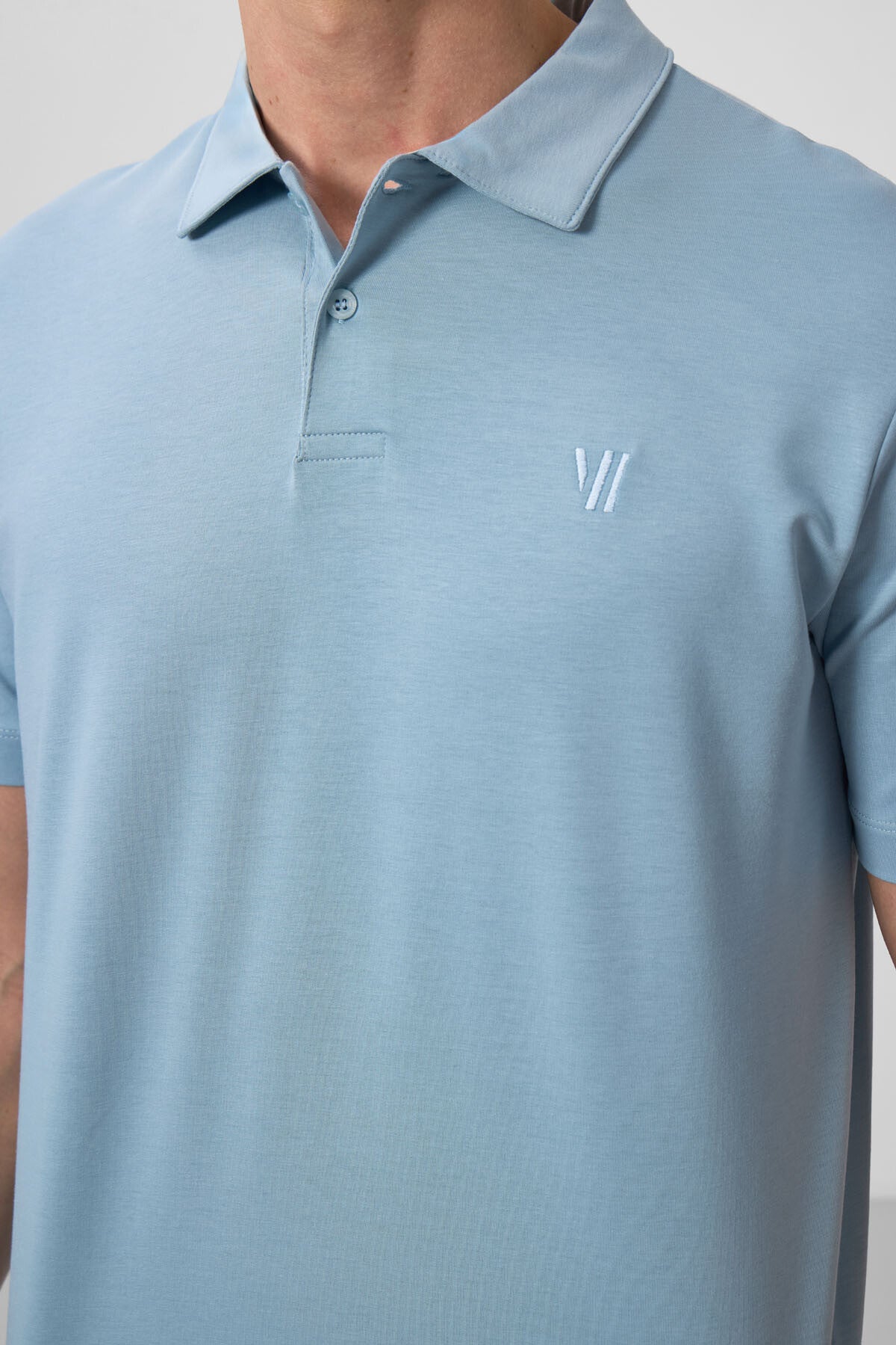 Image of Buz Mavi Standart Kalıp Basic Polo Yaka Erkek T-Shirt - 87768