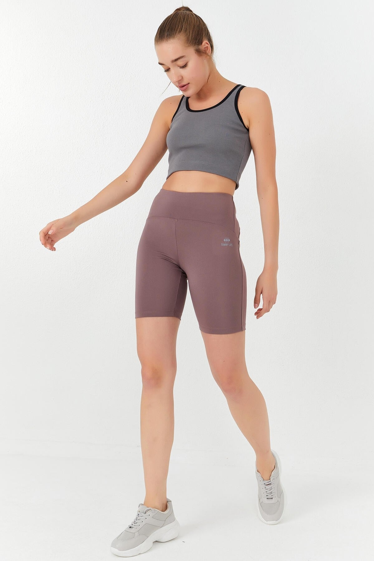 Image of Çağla Basic Sıfır Kol Dar Kalıp U Yaka Kadın Crop Top Atlet - 97162