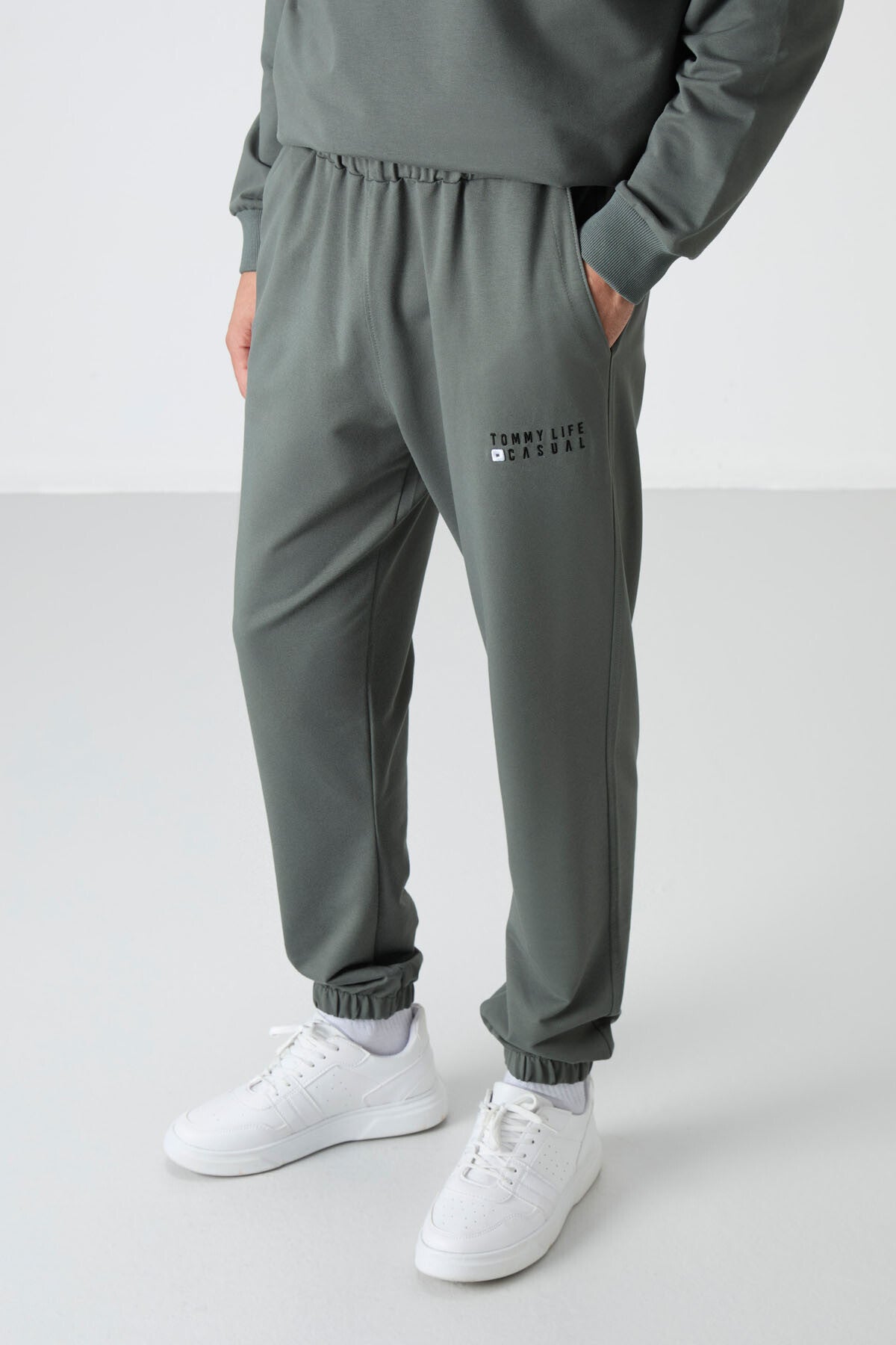 Image of Çağla Casual O Yaka Lastik Paça Pamuklu Erkek Oversize Eşofman Takımı - 85120