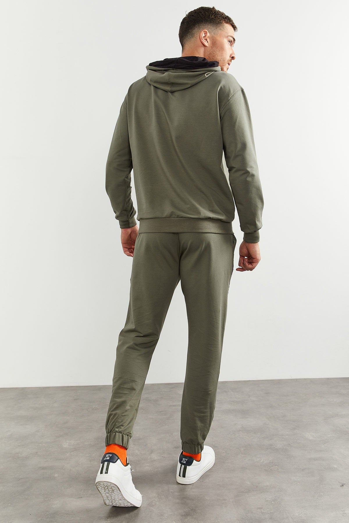 Image of Çağla Kapüşonlu Kanguru Cep Lastik Paça Erkek Oversize Eşofman Takımı - 85117