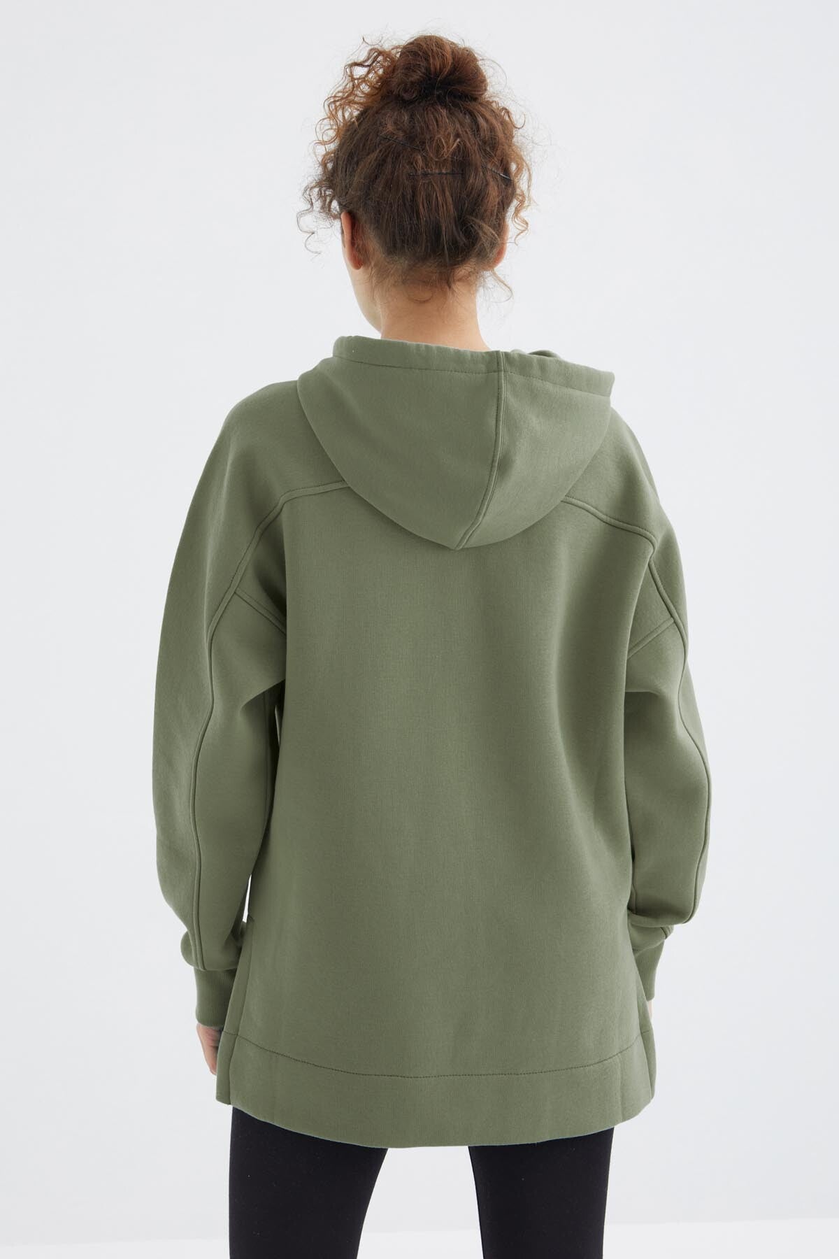 Image of Çağla Reglan Kol Basic Kapüşonlu Oversize Sweatshirt Tunik - 97242