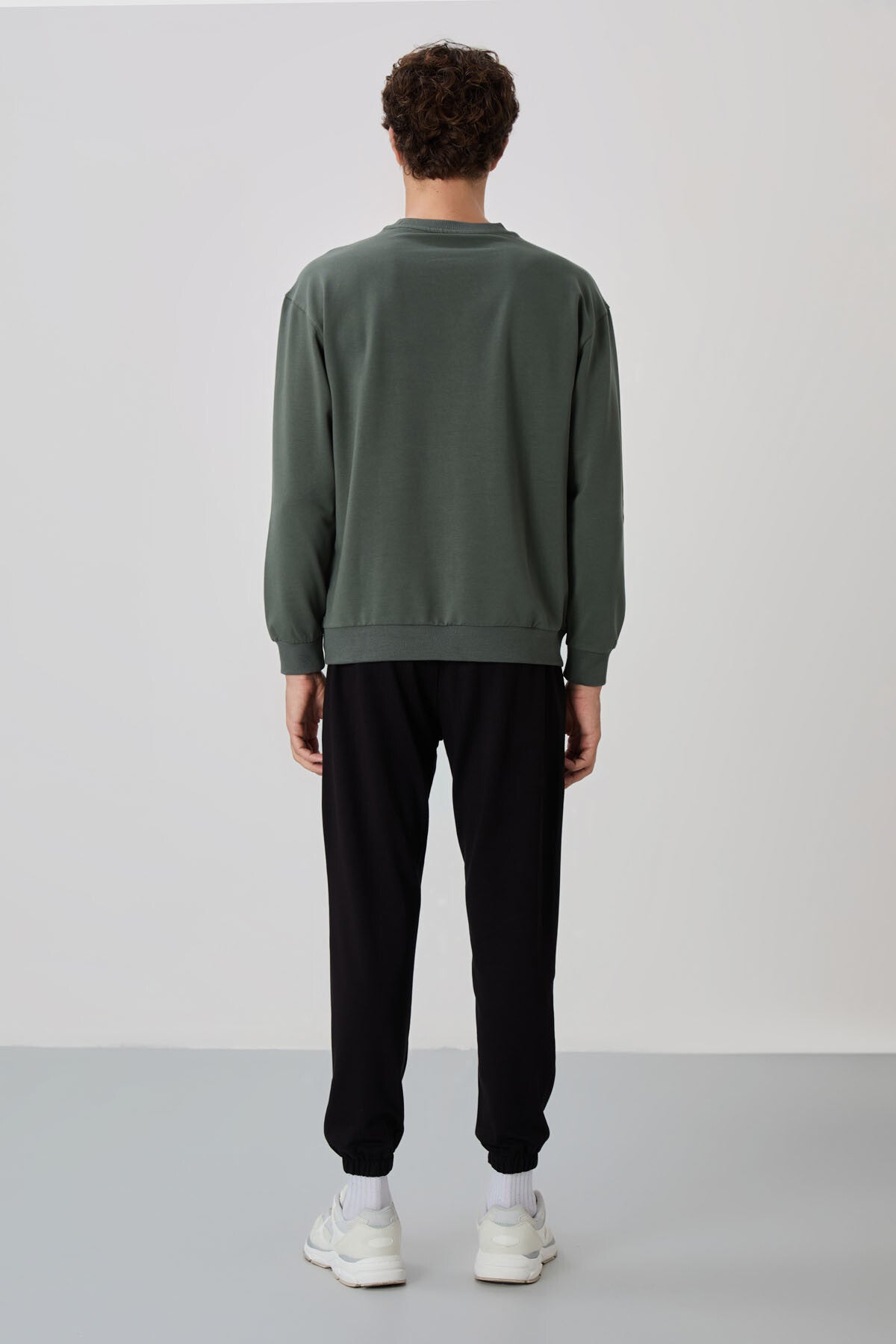 Image of Çağla - Siyah Casual O Yaka Lastik Paça Pamuklu Erkek Oversize Eşofman Takımı - 85120