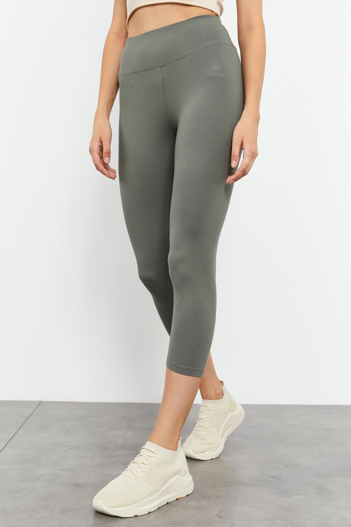 Image of Çağla Yüksek Bel Slim Fit Dar Paça Kadın Kapri Tayt - 93097