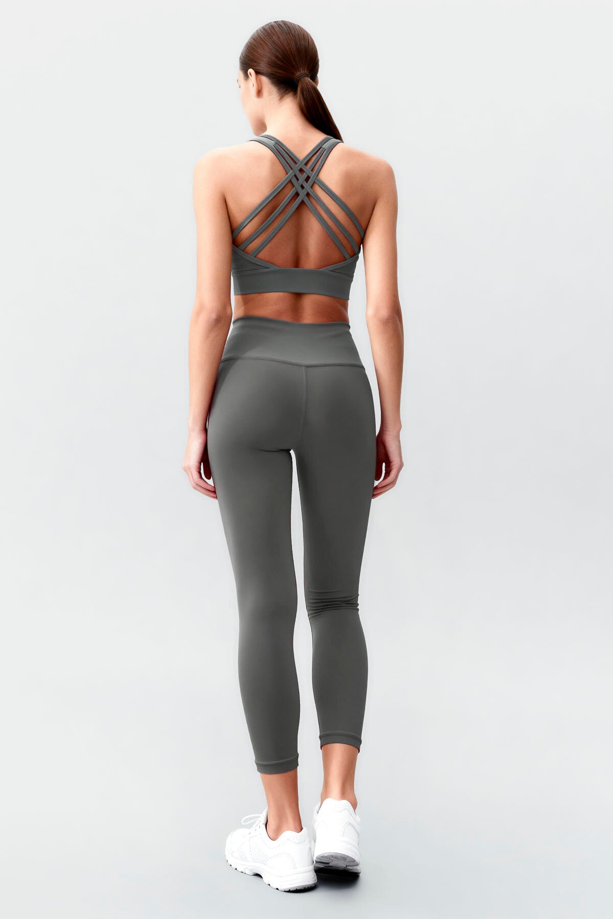 Image of Çağla Yüksek Bel Toparlayıcı Çapraz Sırt Detaylı Slim Fit Kadın Tayt Takım - 95283