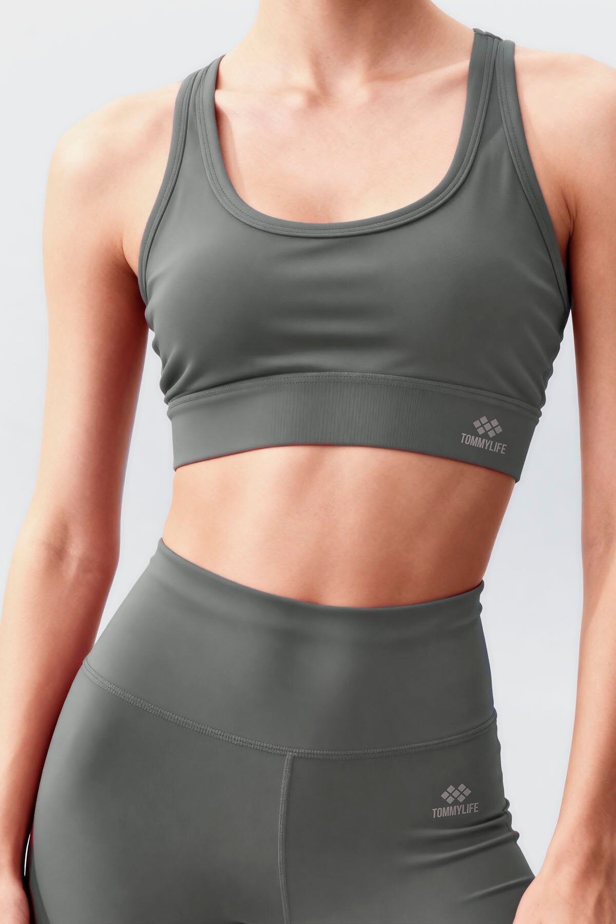 Image of Çağla Yüksek Bel Toparlayıcı Çapraz Sırt Detaylı Slim Fit Kadın Tayt Takım - 95283