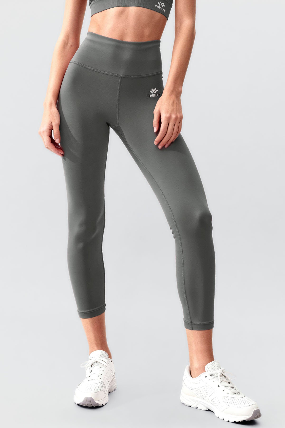 Image of Set de colanți modelatori Çağla cu talie înaltă, cu detaliu încrucișat la spate, croială slim fit - 95283