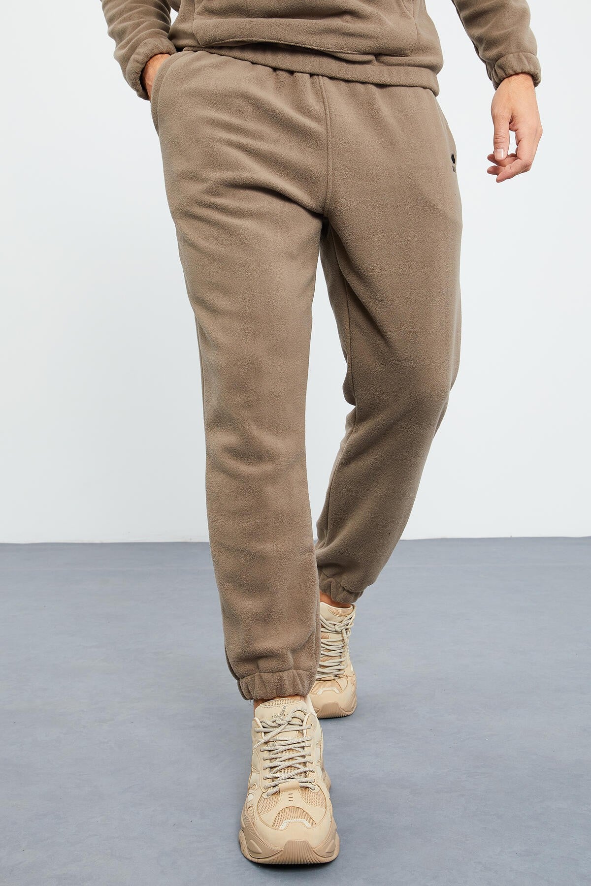 Image of Camel Yarım Fermuar Dik Yaka Lastik Paça Polar Erkek Eşofman Takımı - 85159