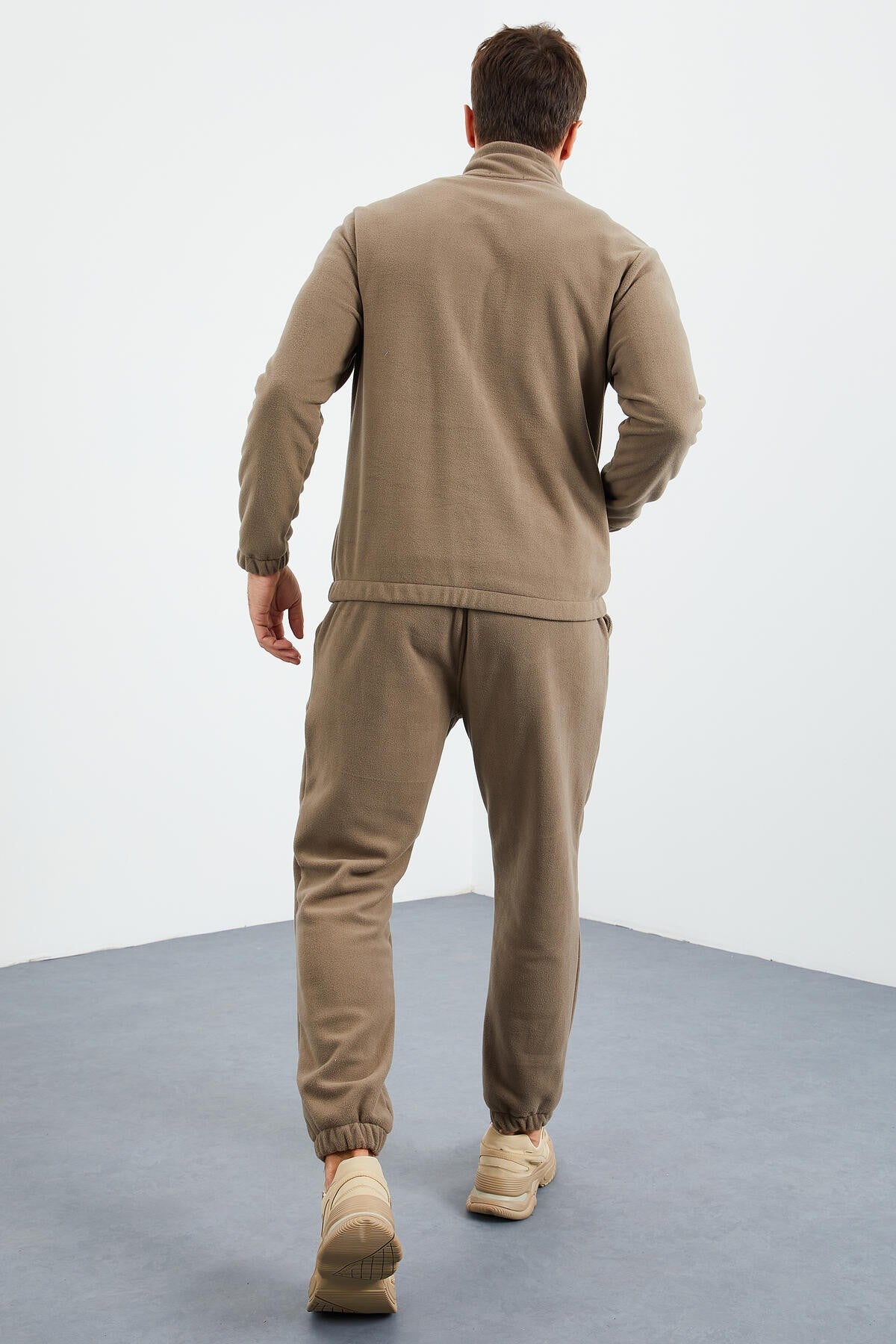 Image of Camel Yarım Fermuar Dik Yaka Lastik Paça Polar Erkek Eşofman Takımı - 85159
