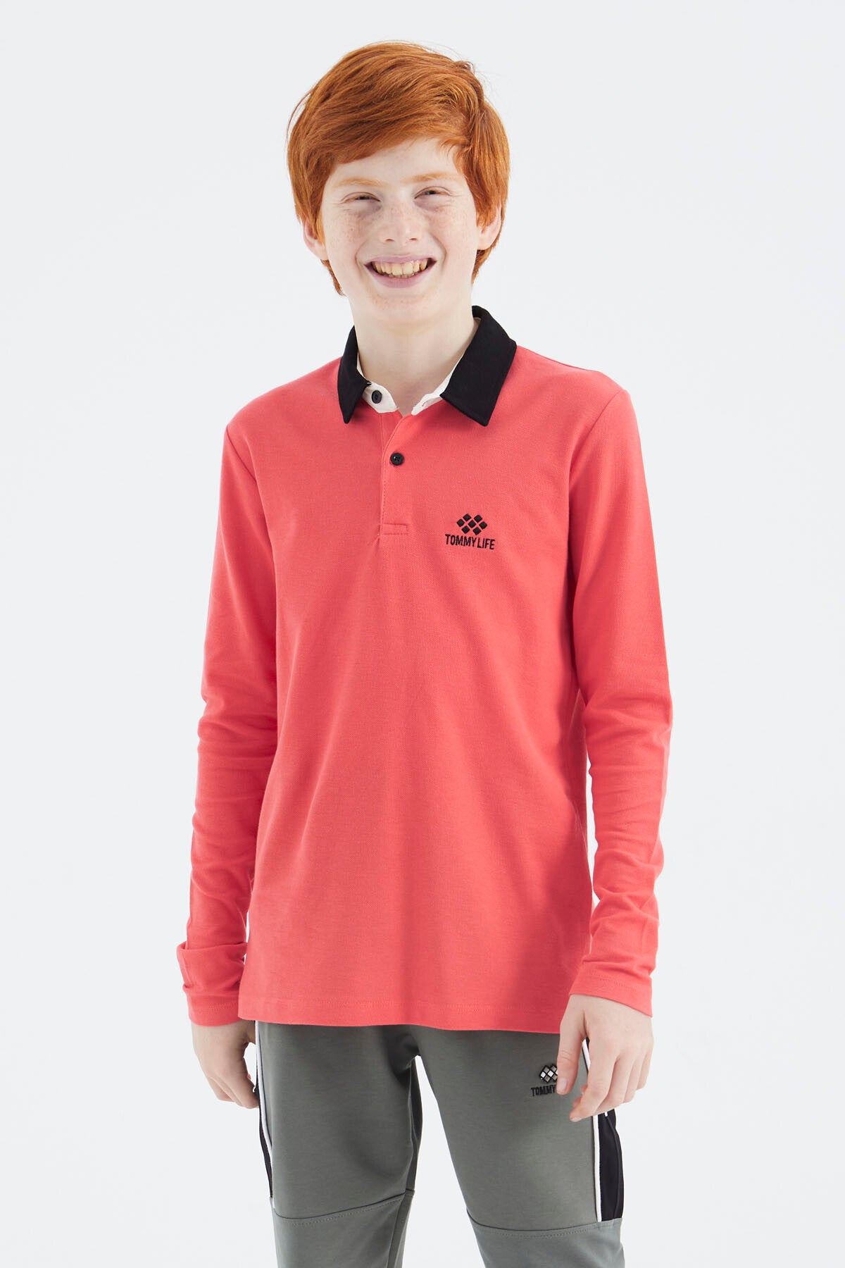 Image of Tricou Coral cu Guler Polo Basic pentru Băieți - 11171