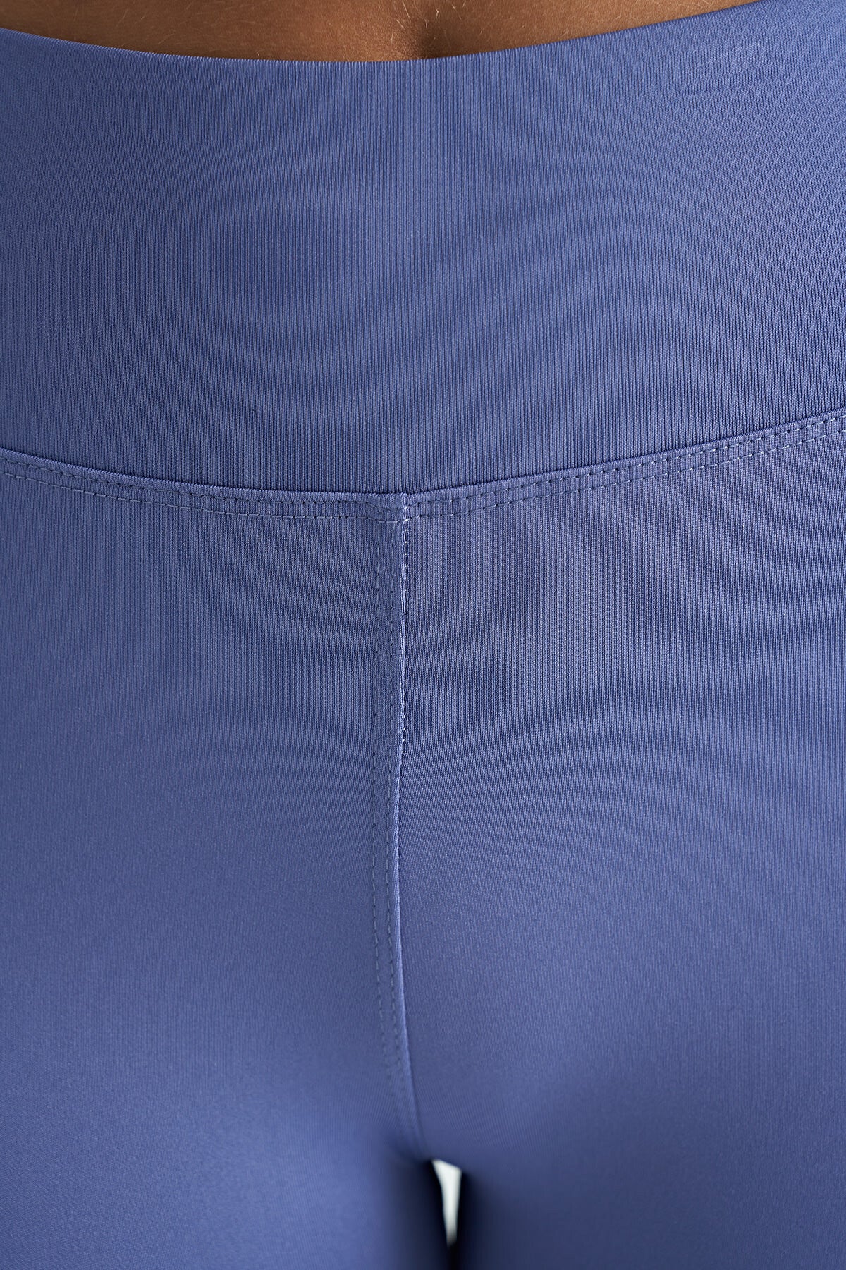 Image of Eflatun Logo Baskı Detaylı Yüksek Bel Dalgıç Kumaş Slim Fit Kadın Tayt - 94627