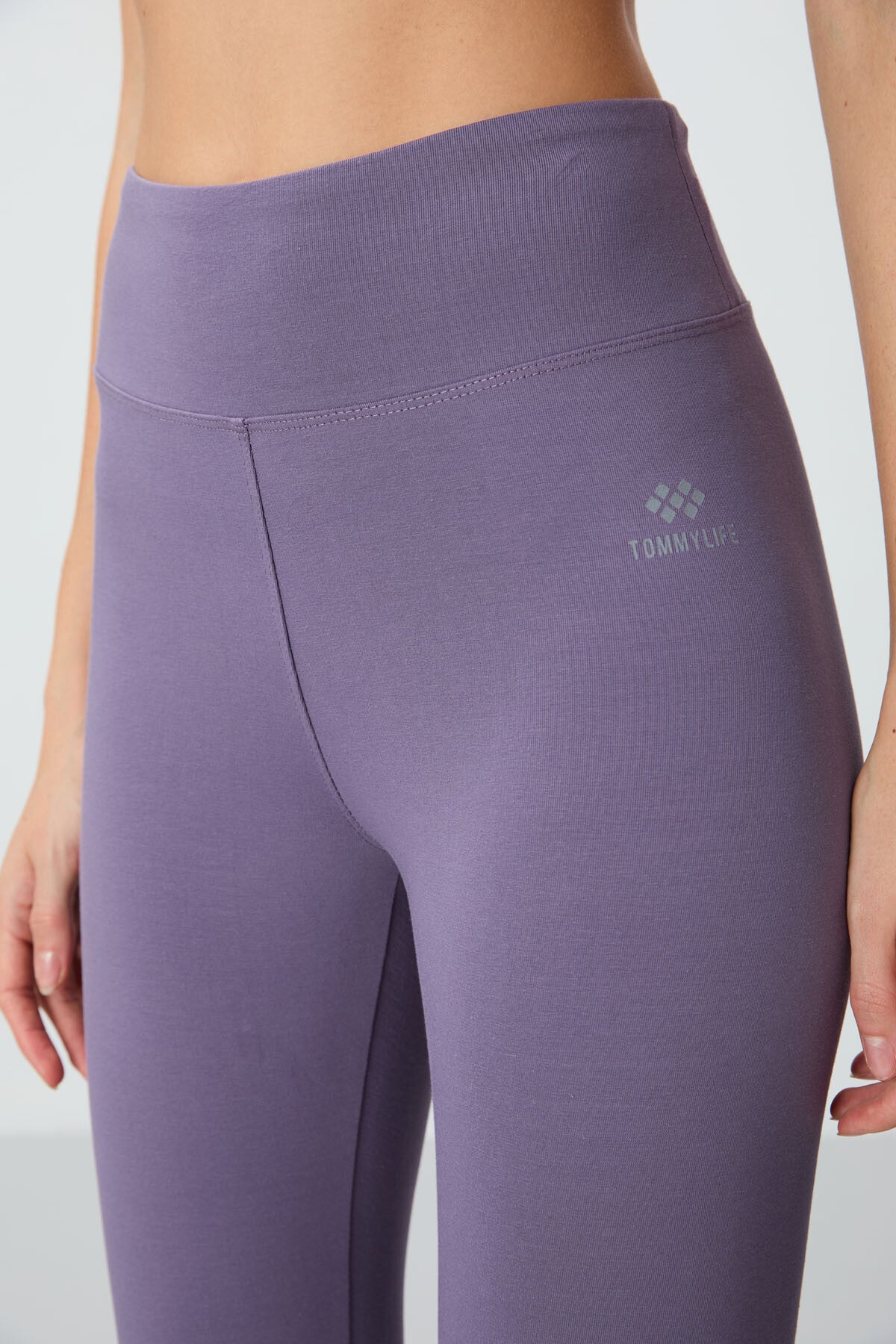 Image of Eflatun Yüksek Bel Slim Fit Dar Paça Kadın Kapri Tayt - 93097