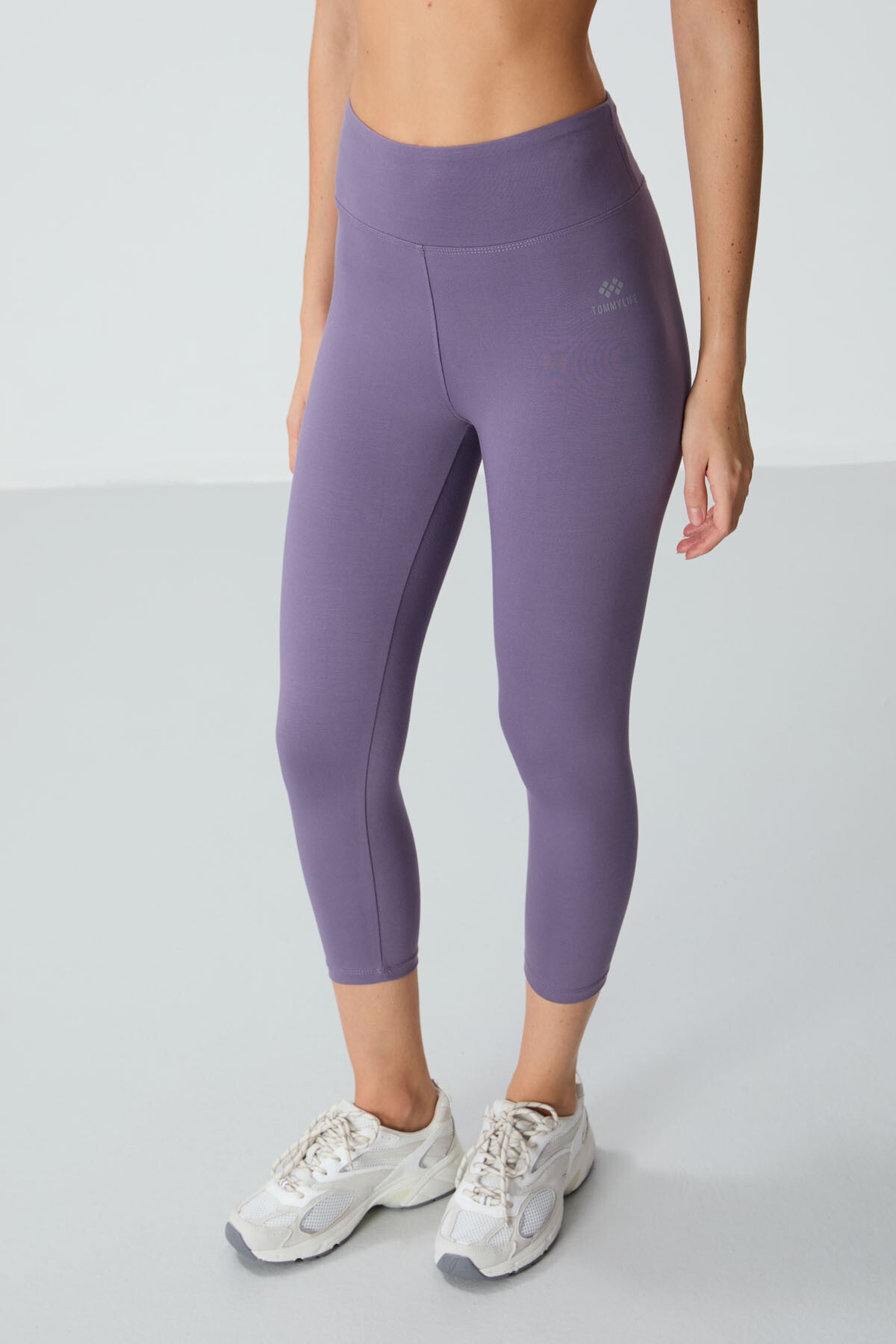 Image of Eflatun Yüksek Bel Slim Fit Dar Paça Kadın Kapri Tayt - 93097