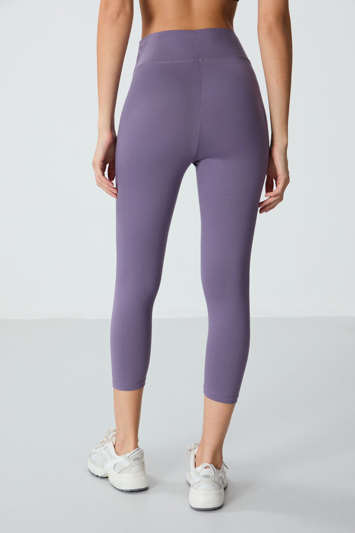 Image of Eflatun Yüksek Bel Slim Fit Dar Paça Kadın Kapri Tayt - 93097