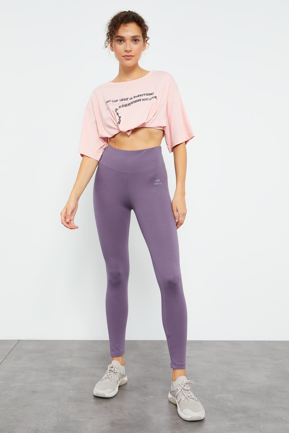 Image of Colanți modelatori mov cu talie înaltă, croială slim fit, cu picioare înguste - 94011