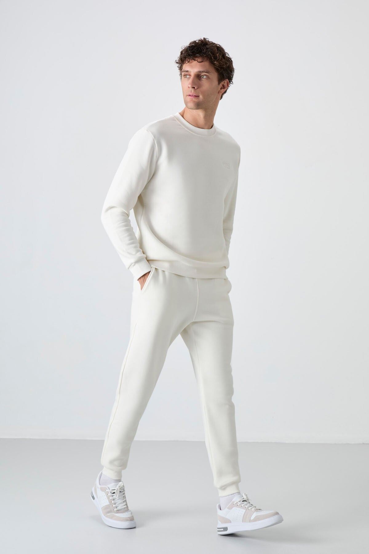 Image of Andy Ecru Brushed Men's Tracksuit Set - 85190