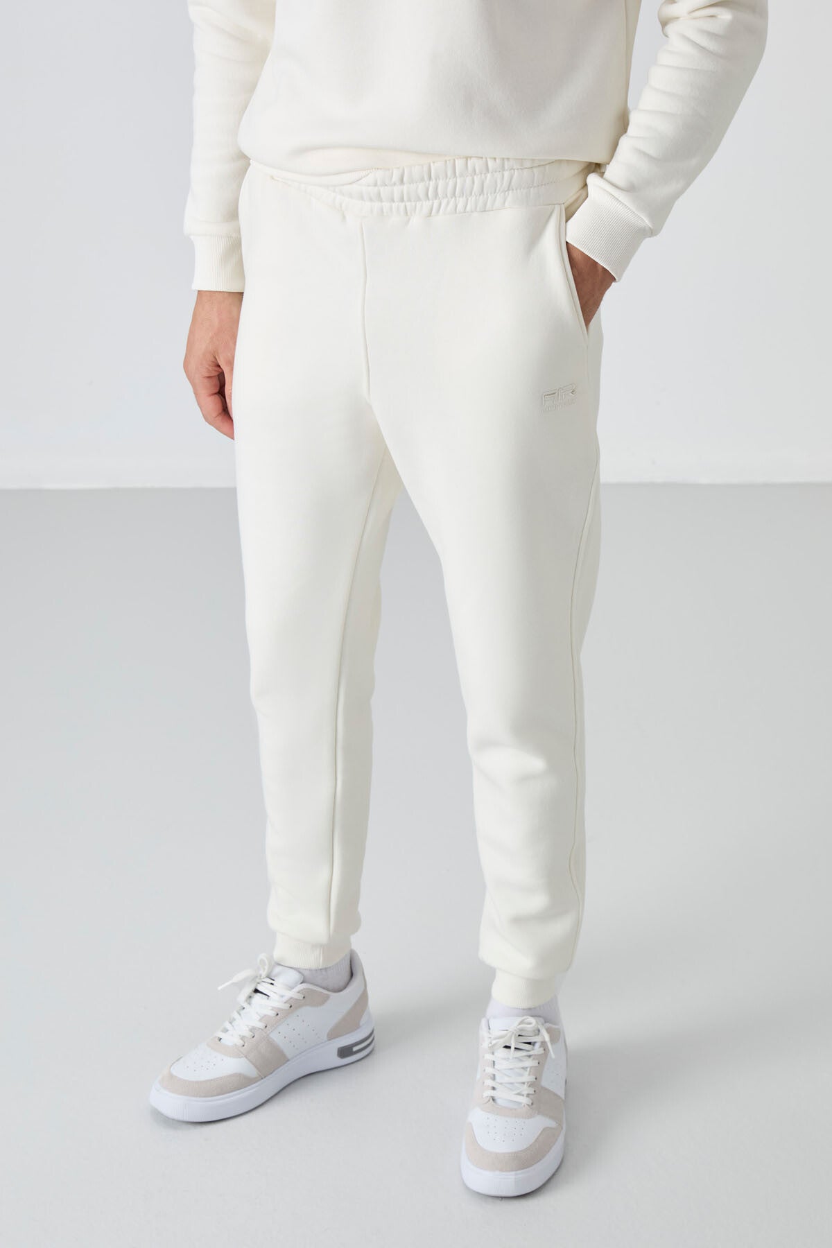 Image of Andy Ecru Brushed Men's Tracksuit Set - 85190