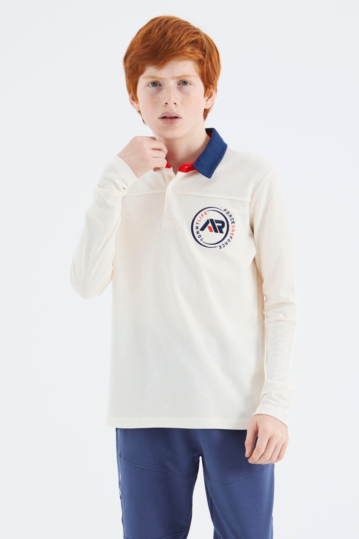 Image of Ekru Polo Yaka Erkek Çocuk T-Shirt - 11172