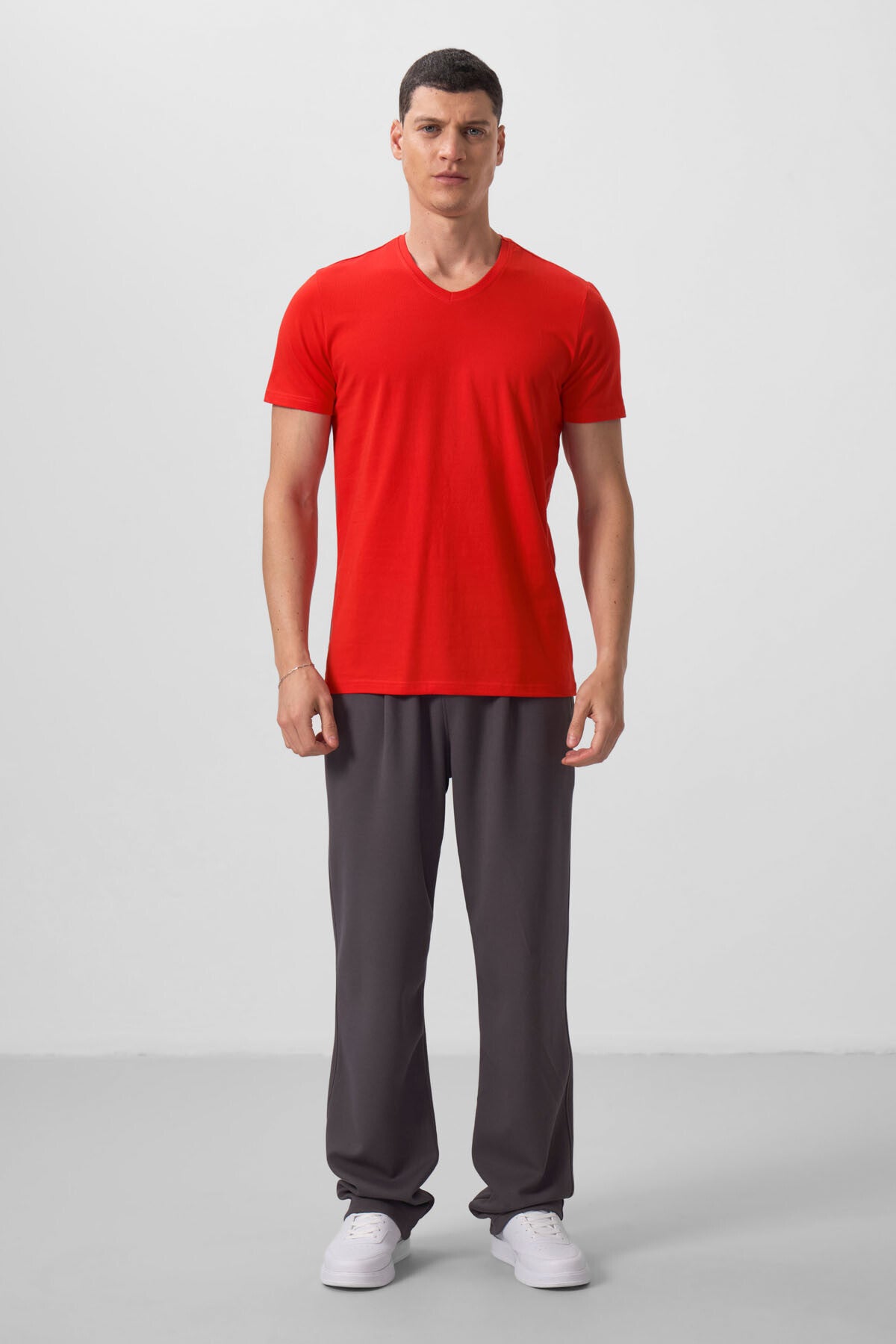 Image of Fiesta Basic Kısa Kol Standart Kalıp V Yaka Erkek T-Shirt - 87912