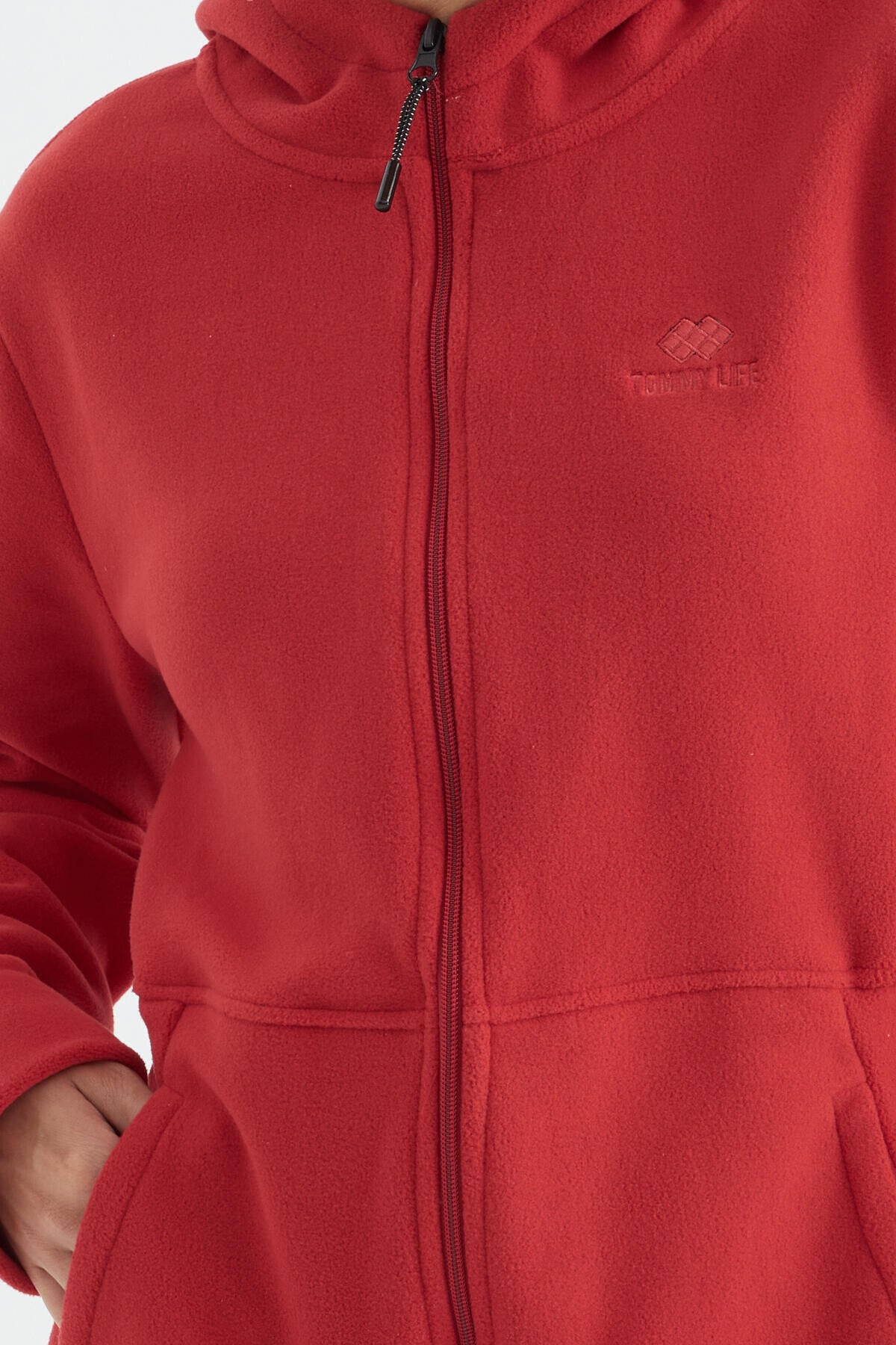 Image of Fiesta Kapüşonlu Fermuarlı Rahat Form Kadın Polar Sweatshirt - 97233