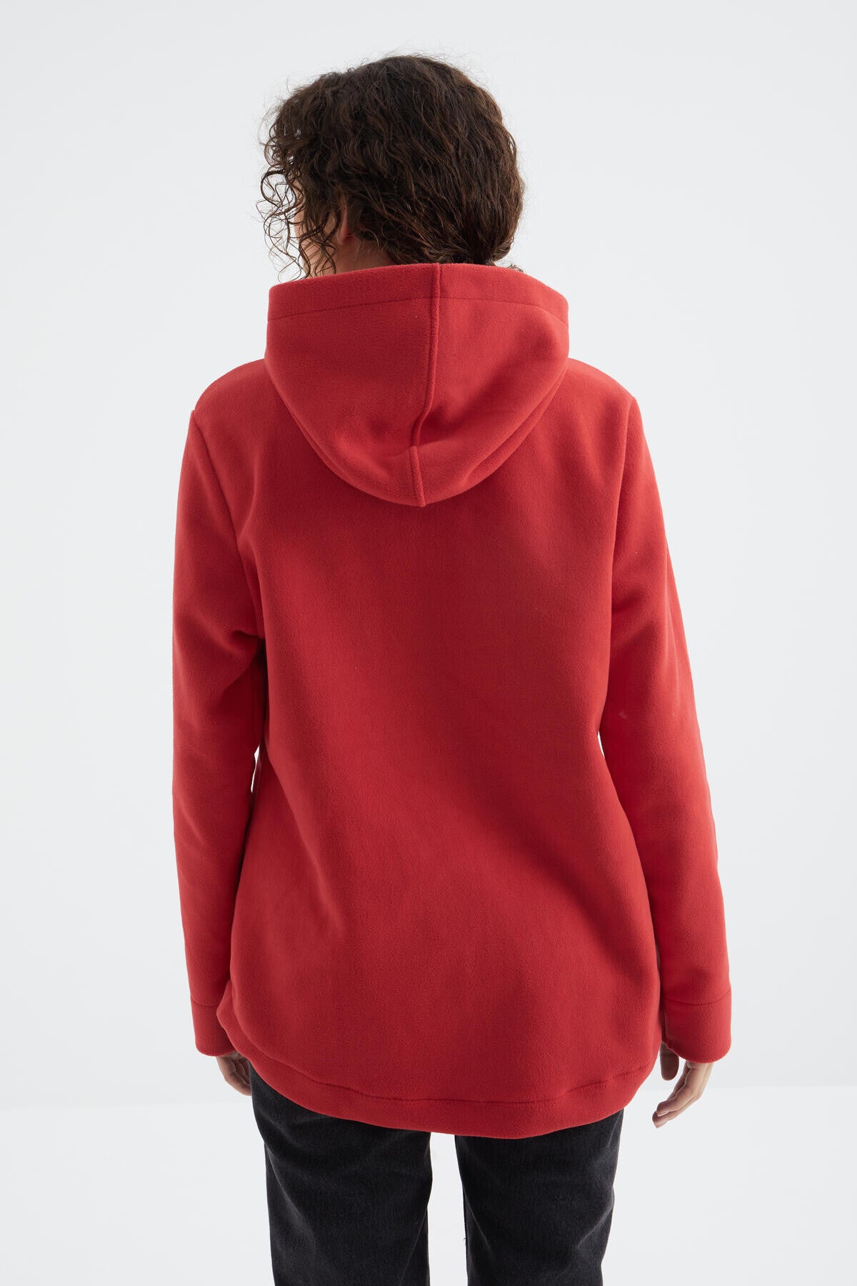 Image of Fiesta Kapüşonlu Fermuarlı Rahat Form Kadın Polar Sweatshirt - 97233