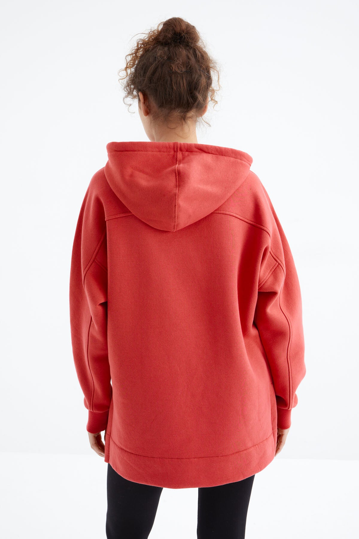 Image of Fiesta Reglan Kol Basic Kapüşonlu Oversize Sweatshirt Tunik - 97242