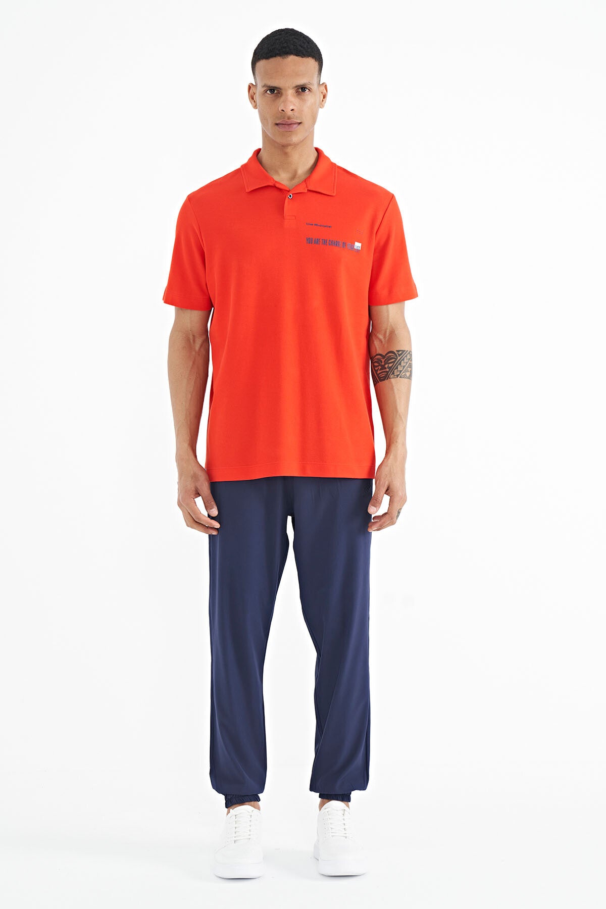 Image of Fiesta Yazı Baskılı Standart Form Polo Yaka Erkek T-shirt - 88236