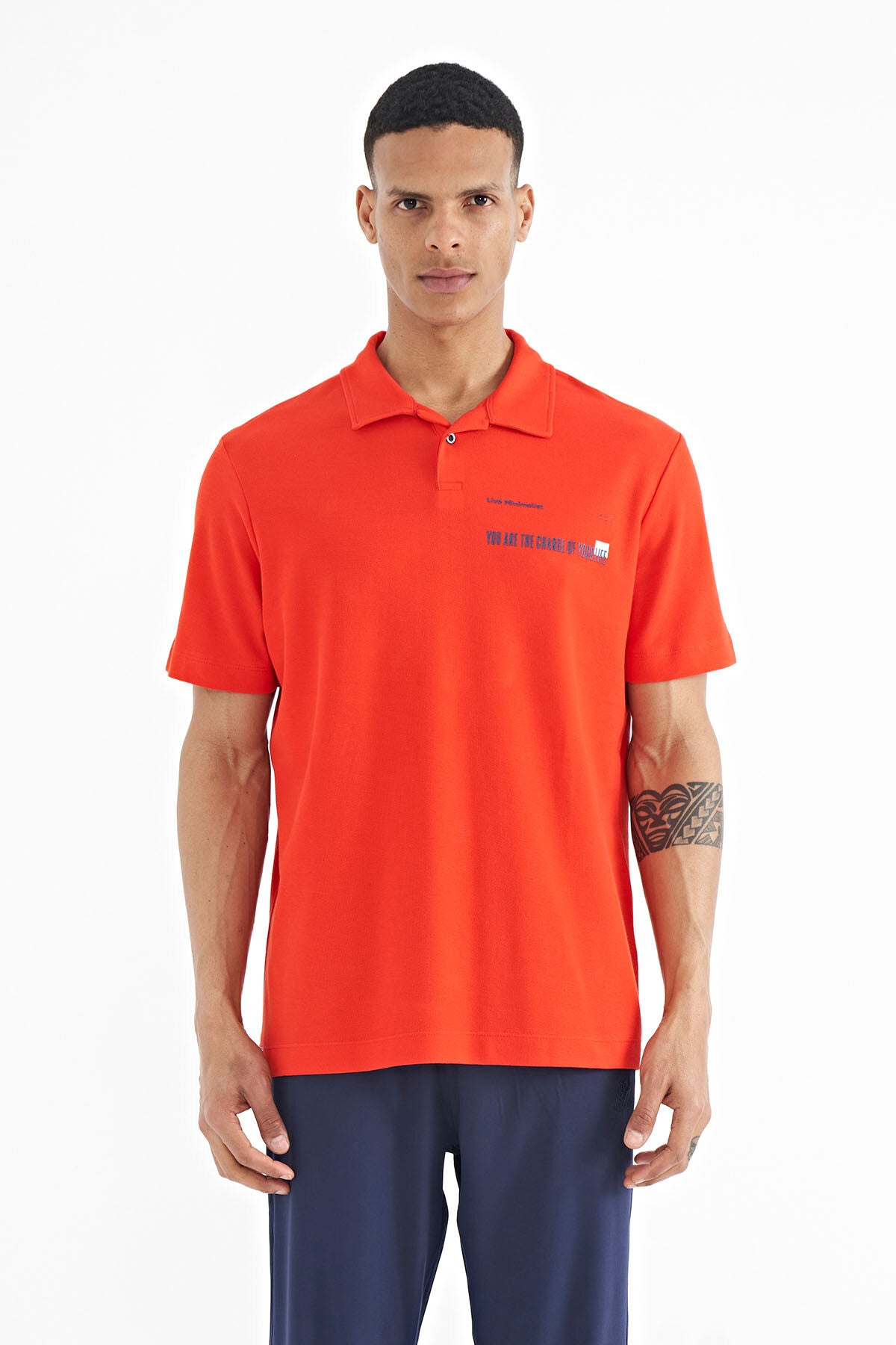 Image of Fiesta Yazı Baskılı Standart Form Polo Yaka Erkek T-shirt - 88236