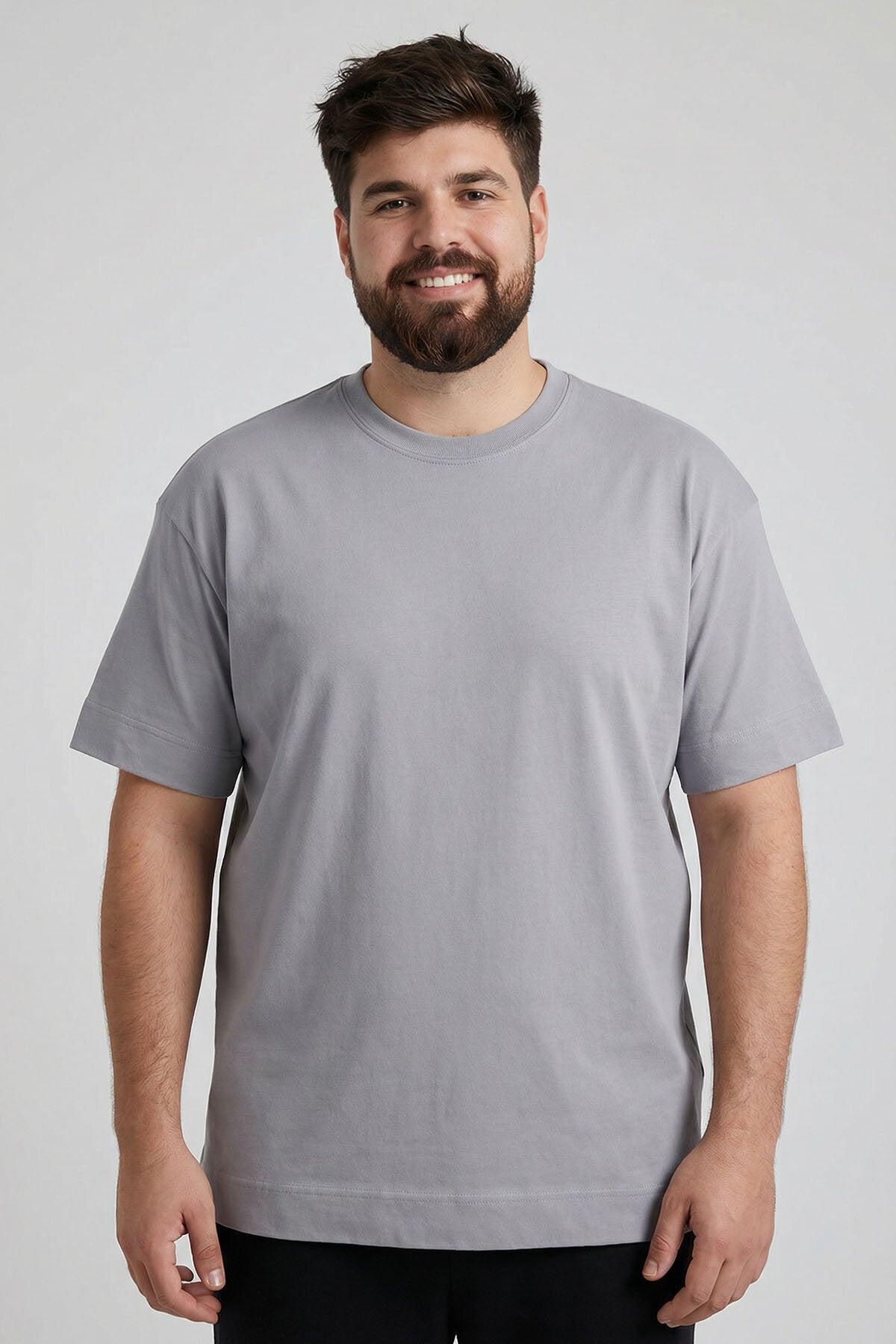 Image of Tricou bărbătesc gri, cu mânecă scurtă și guler rotund, mărime mare - 88072