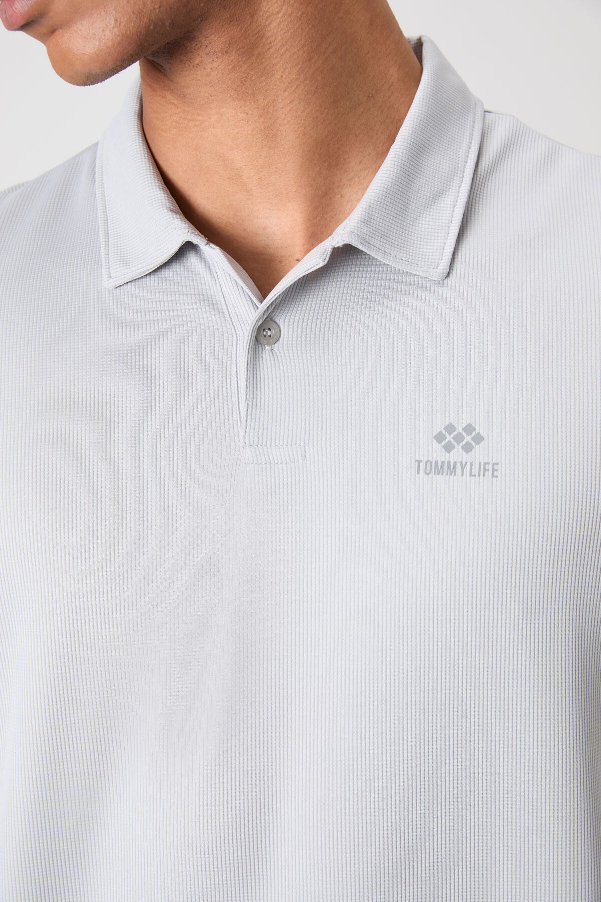 Image of Gri Logo Baskılı Standart Kalıp Polo Yaka Aktif Spor Erkek T-Shirt - 88252