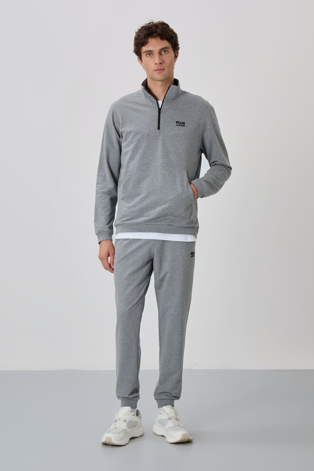 Image of Set trening Herbert Grey Melange cu guler înalt - 85233