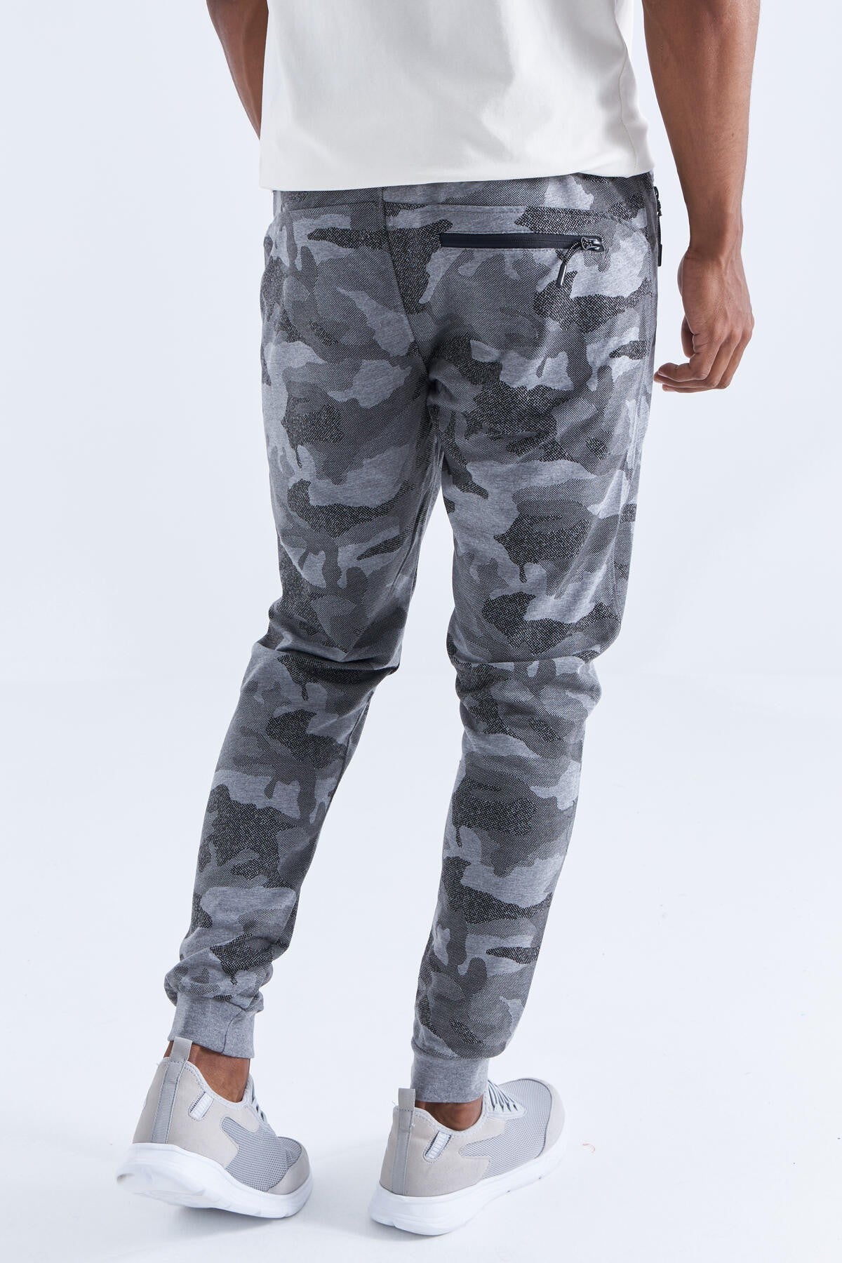 Image of Gri Melanj Kamuflaj Desenli Dar Kalıp  Jogger Erkek Eşofman Alt - 84754
