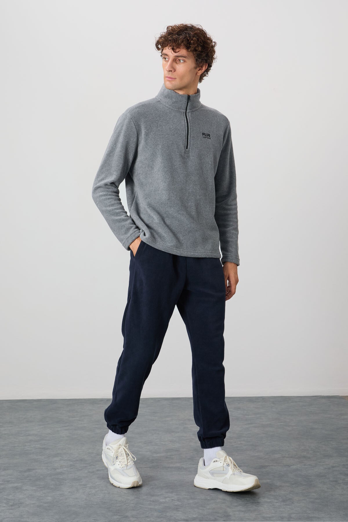 Image of River Gri Melanj Dik Yaka Erkek Polar Sweatshirt - 88310