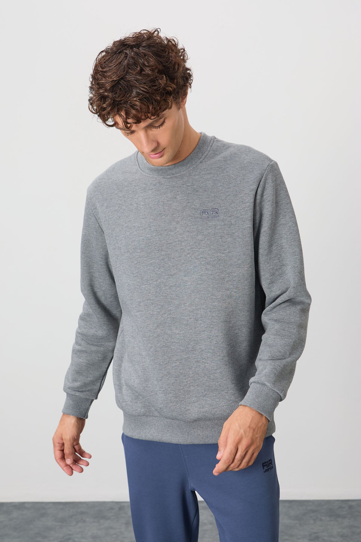 Image of Omar Gri Melanj Şardonlu Erkek Sweatshirt - 88137