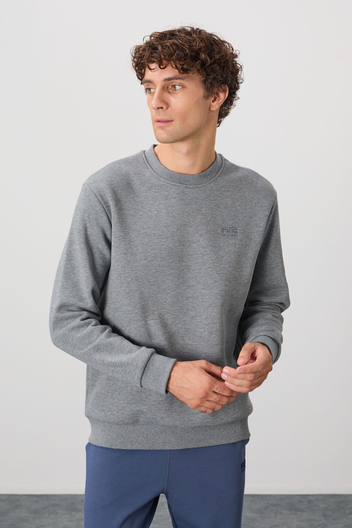 Image of Omar Gri Melanj Şardonlu Erkek Sweatshirt - 88137