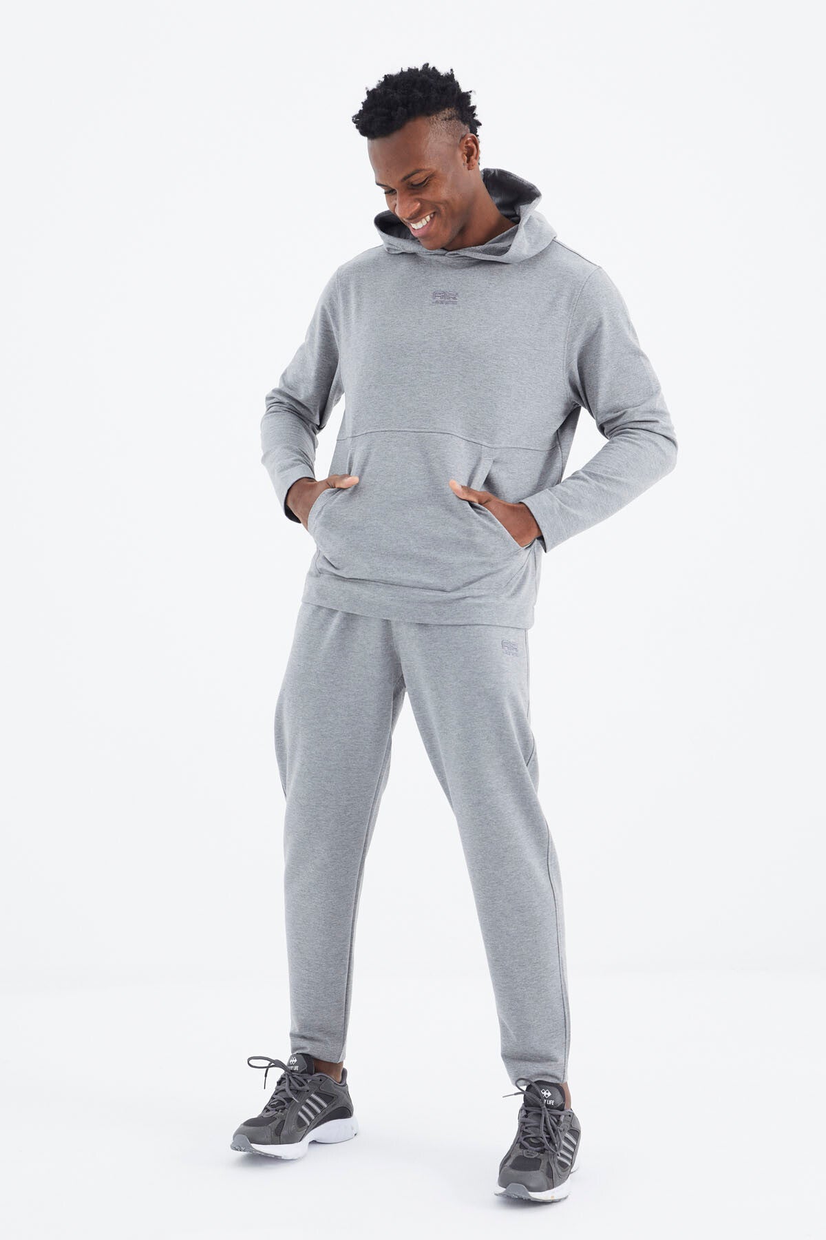 Image of Rex Grey Melange Basic Men's Tracksuit Set - 85232