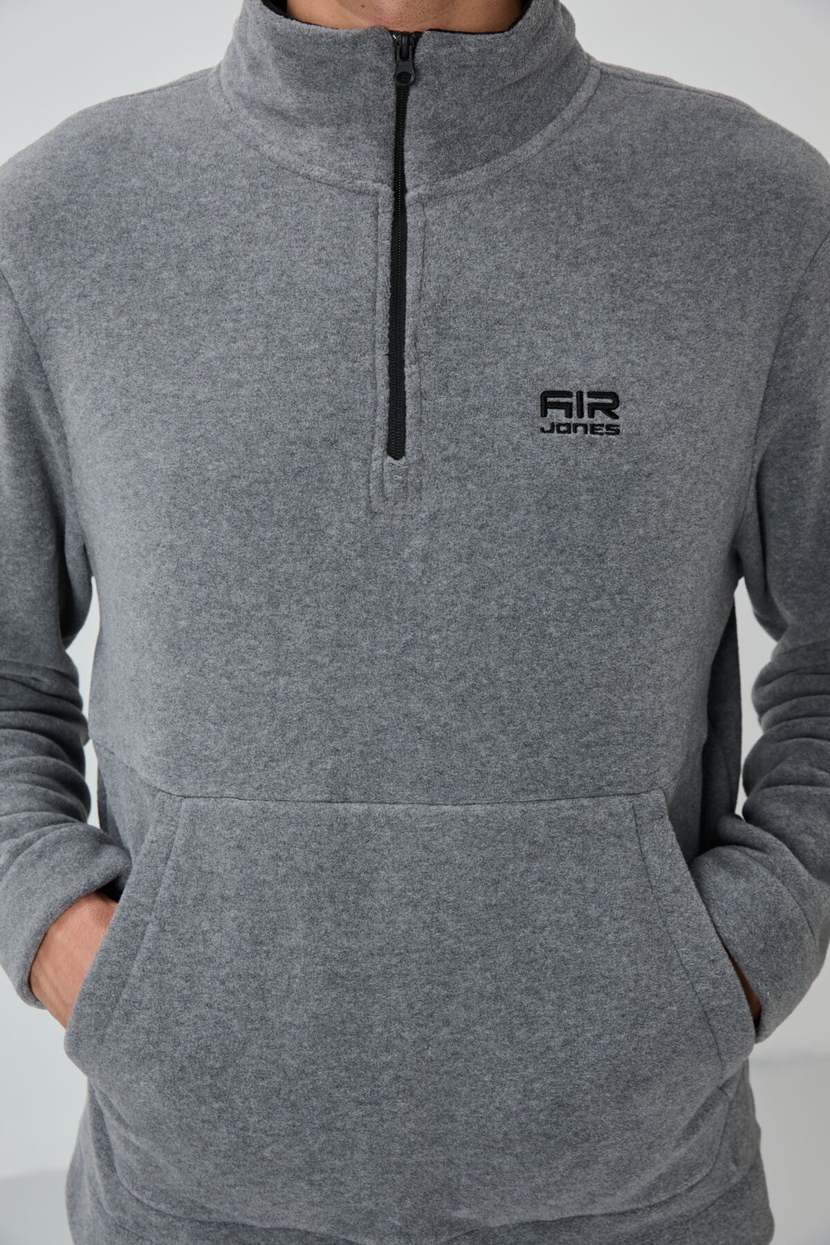 Image of Set trening Carol Grey Melange Fleece pentru bărbați - 85226