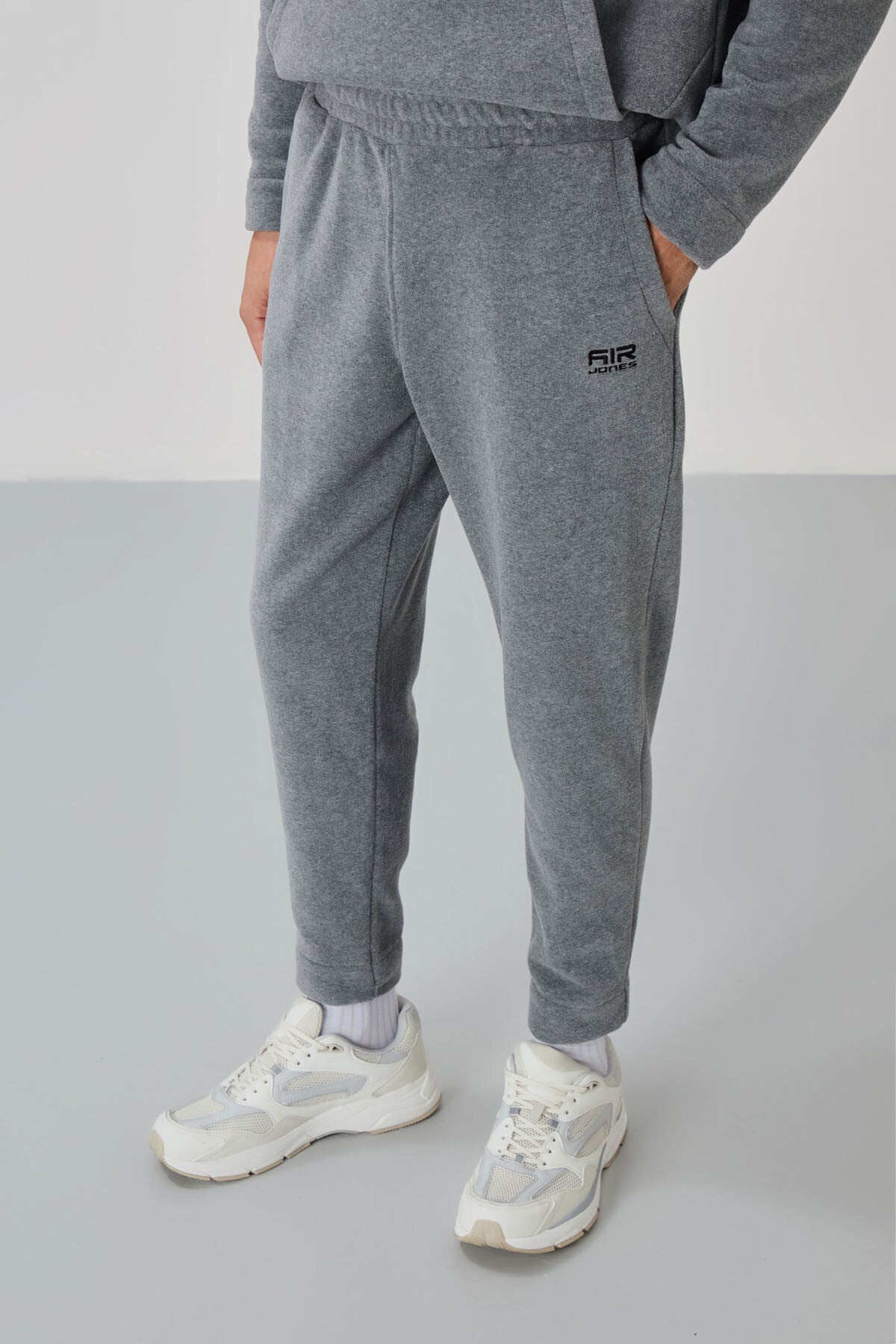 Image of Set trening Carol Grey Melange Fleece pentru bărbați - 85226